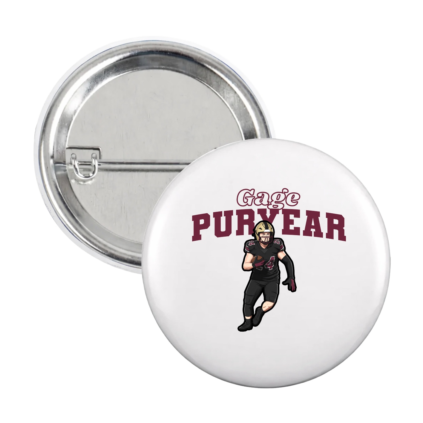Game Day Button — Name Arch in White