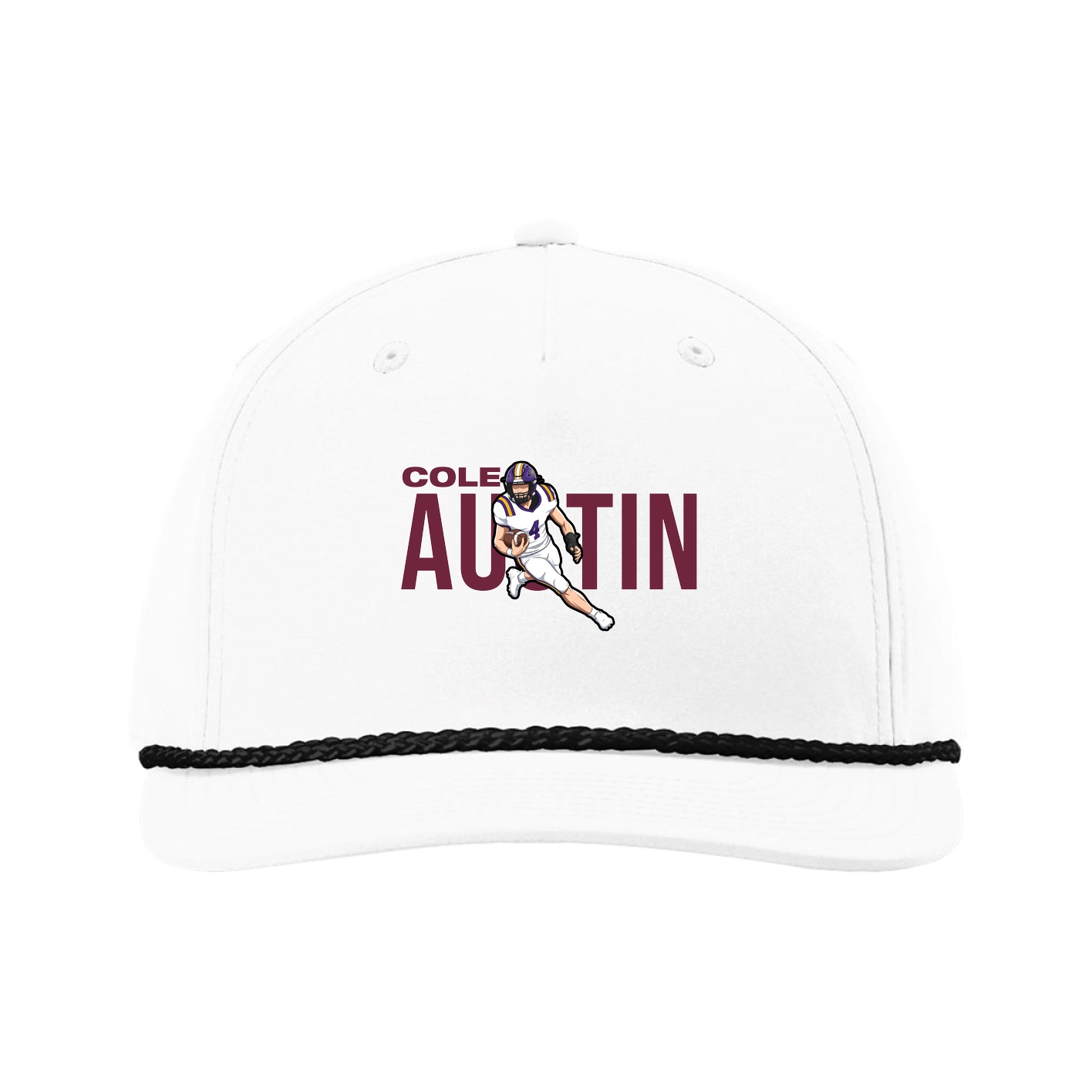 Five-Panel Classic Rope Cap — Player Name in White