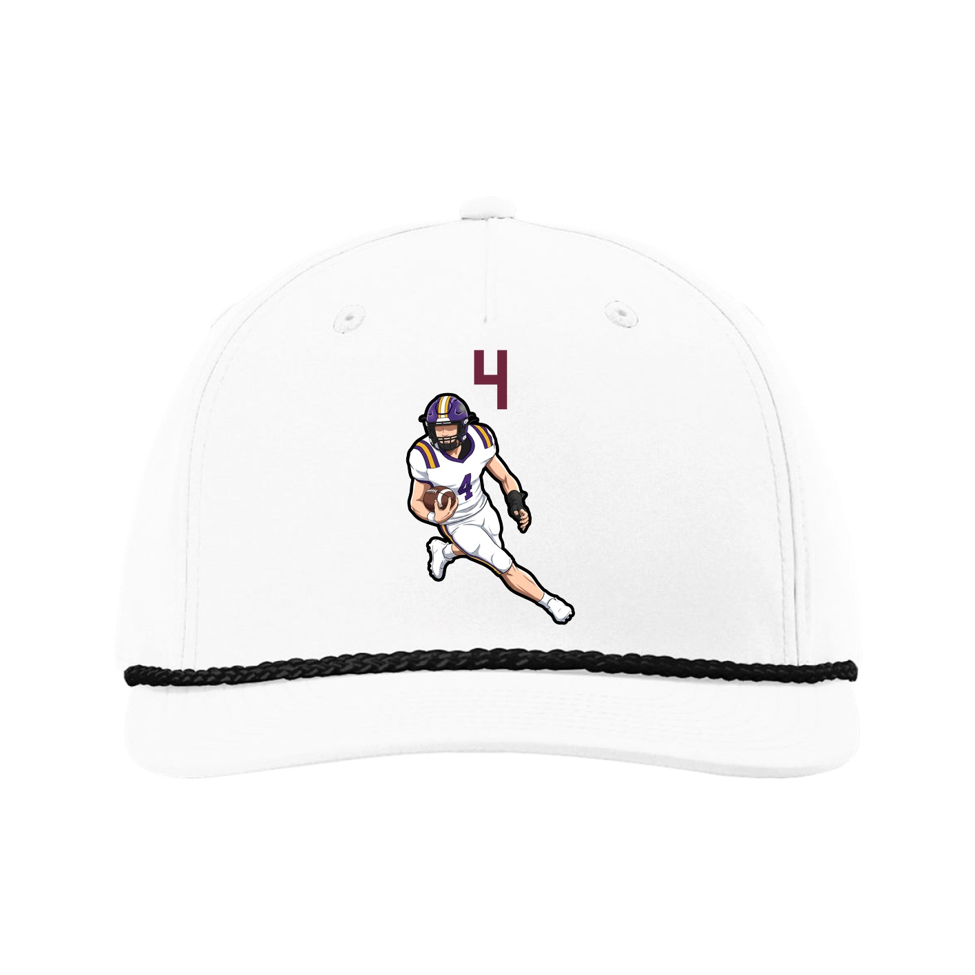 Five-Panel Classic Rope Cap — Number Top in White