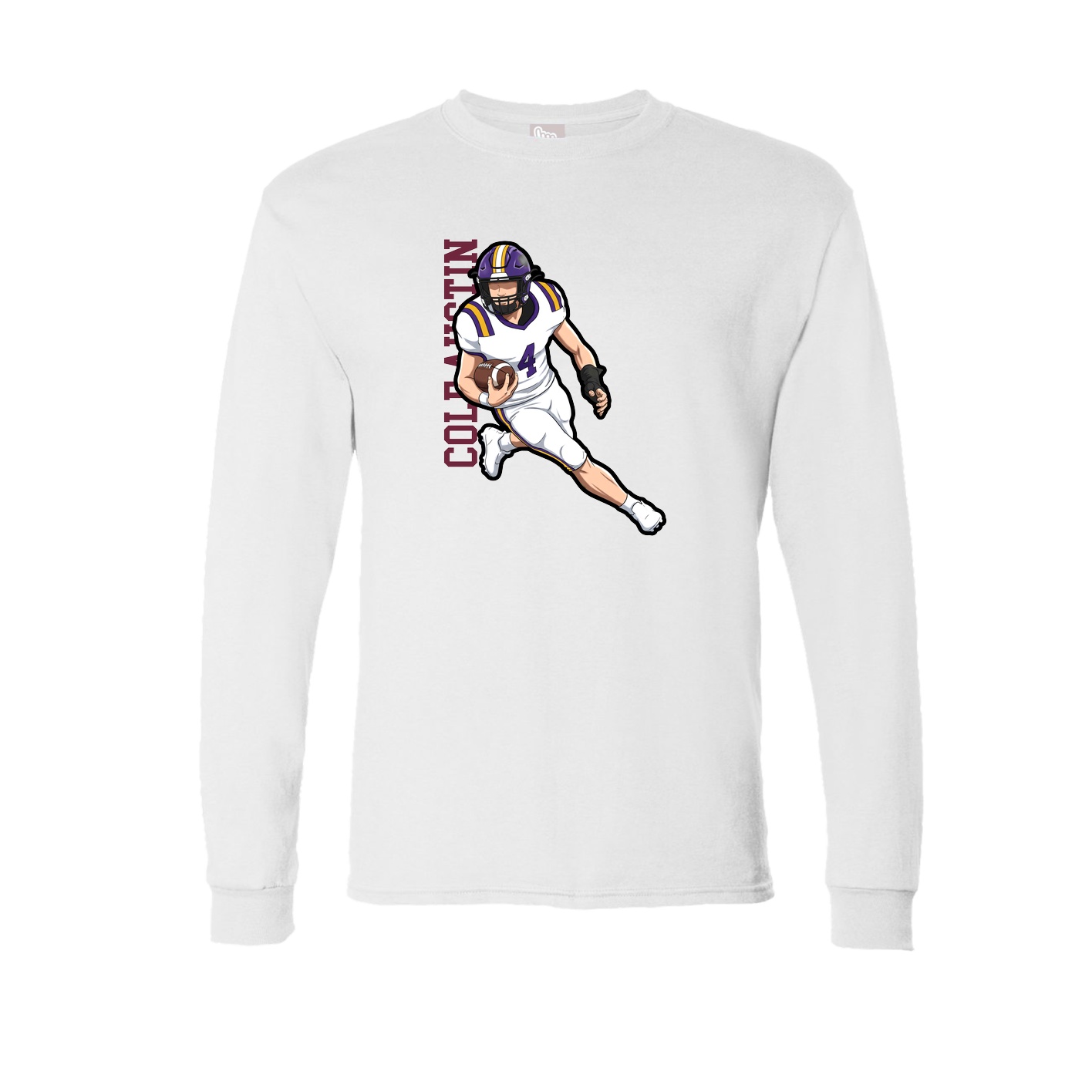 Long Sleeve Tee — Name Vertical in White