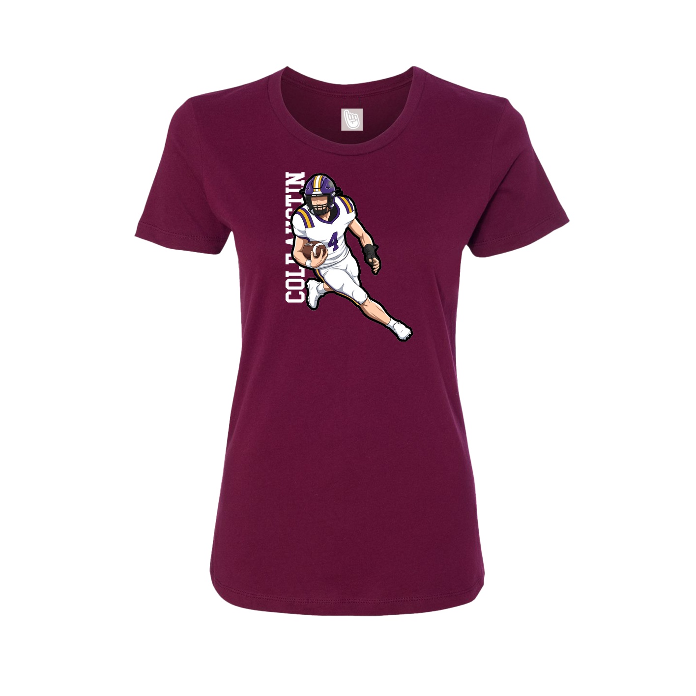 Fitted Women's Tee — Name Vertical in Maroon