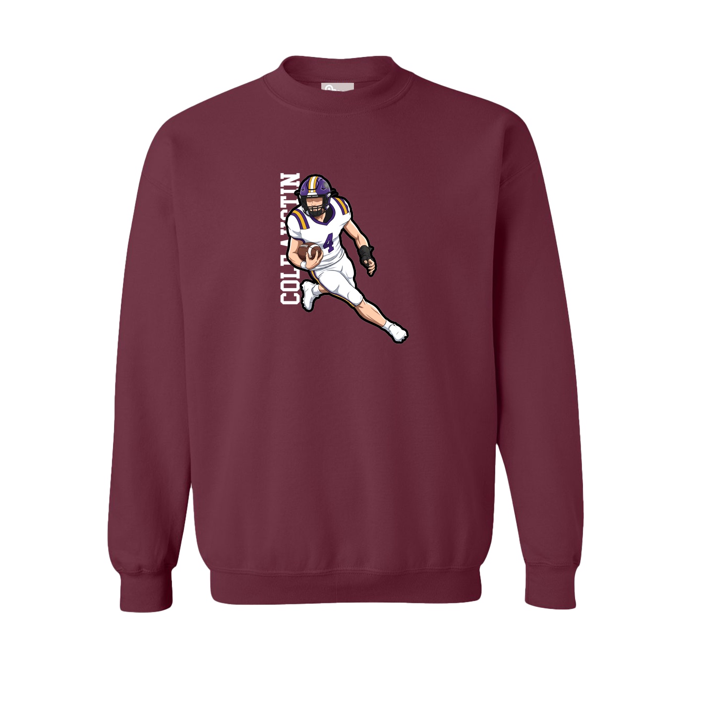 Fleece Crew — Name Vertical in Maroon