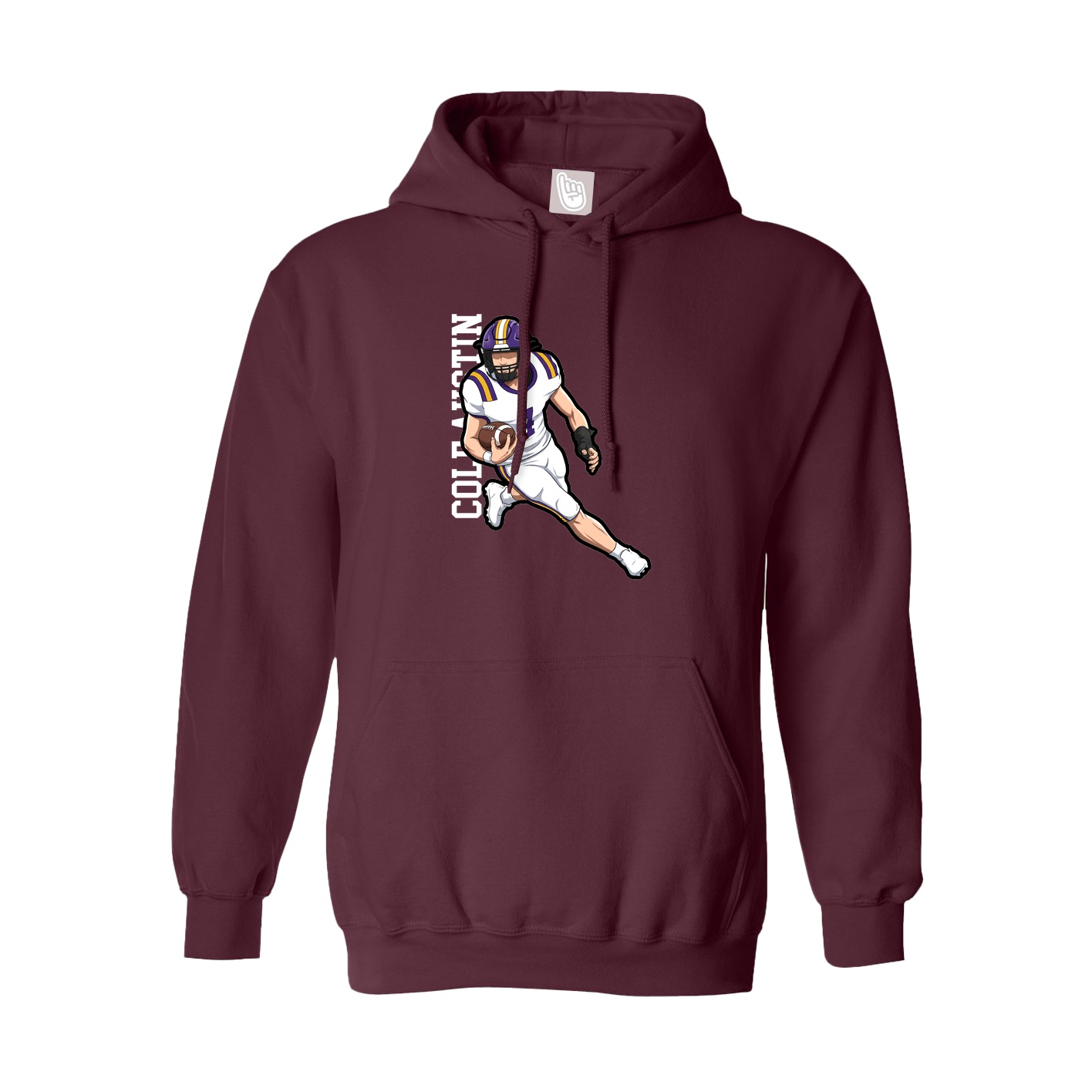 Youth Hoodie — Name Vertical in Maroon