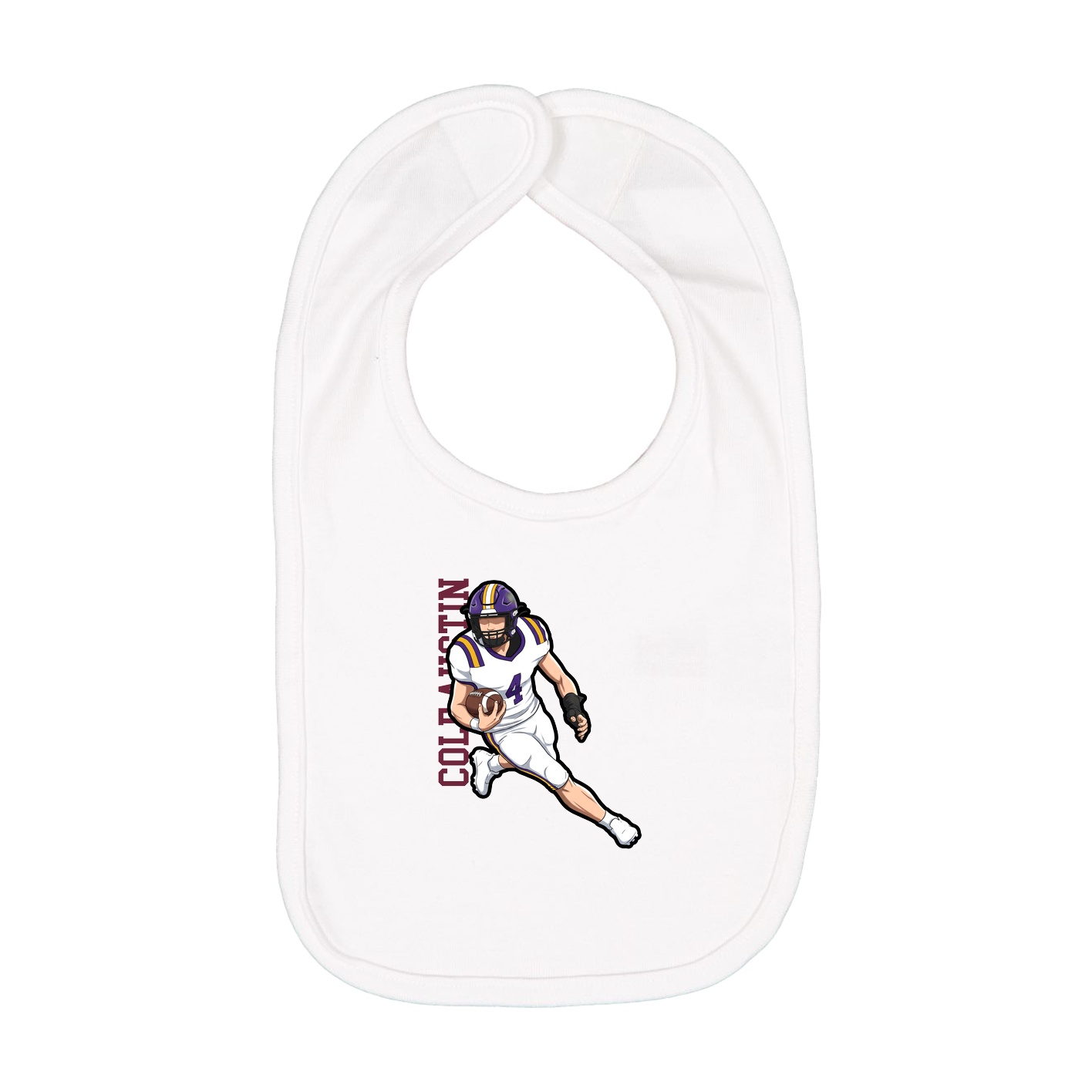 Infant Bib — Name Vertical in White