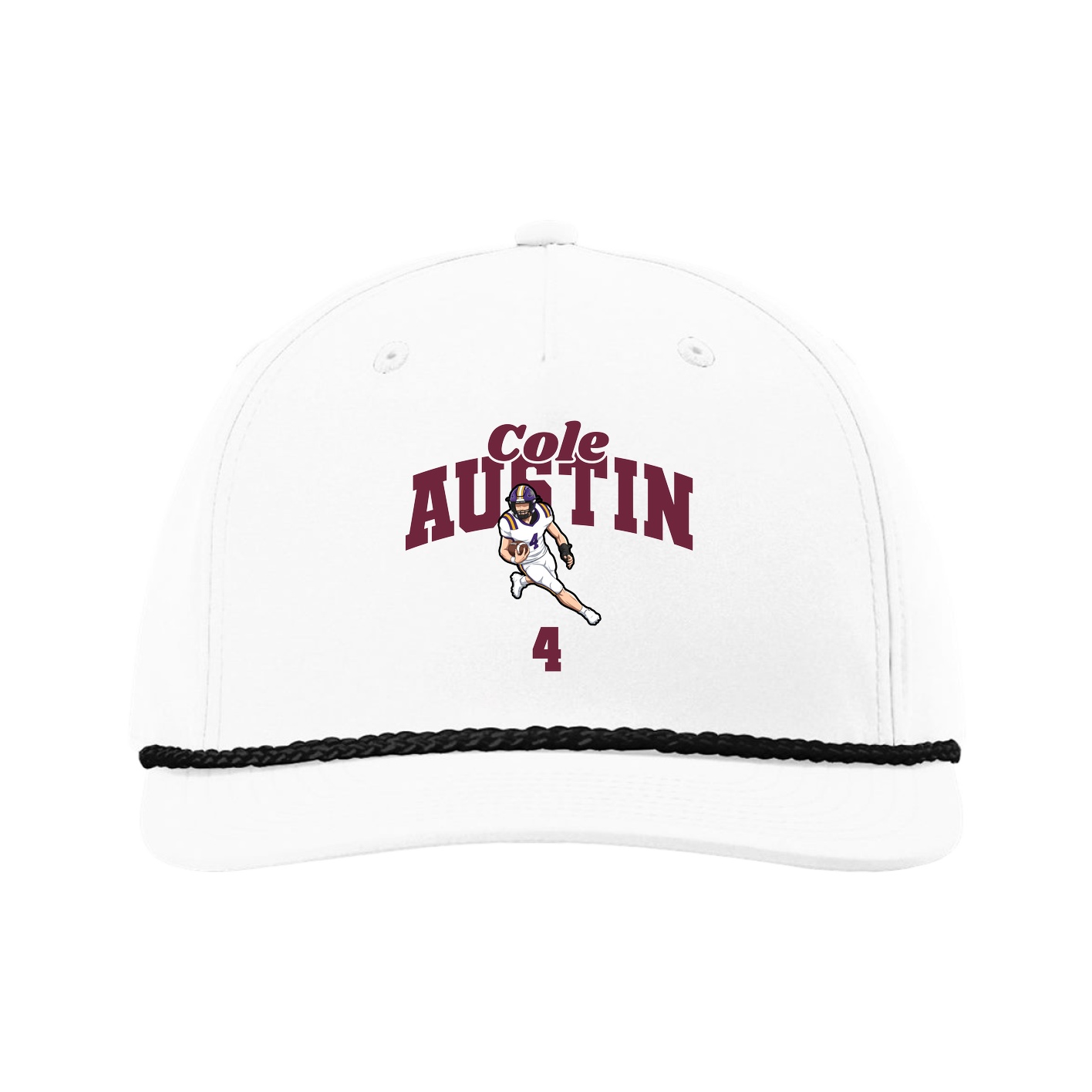 Five-Panel Classic Rope Cap — Signature Arch in White