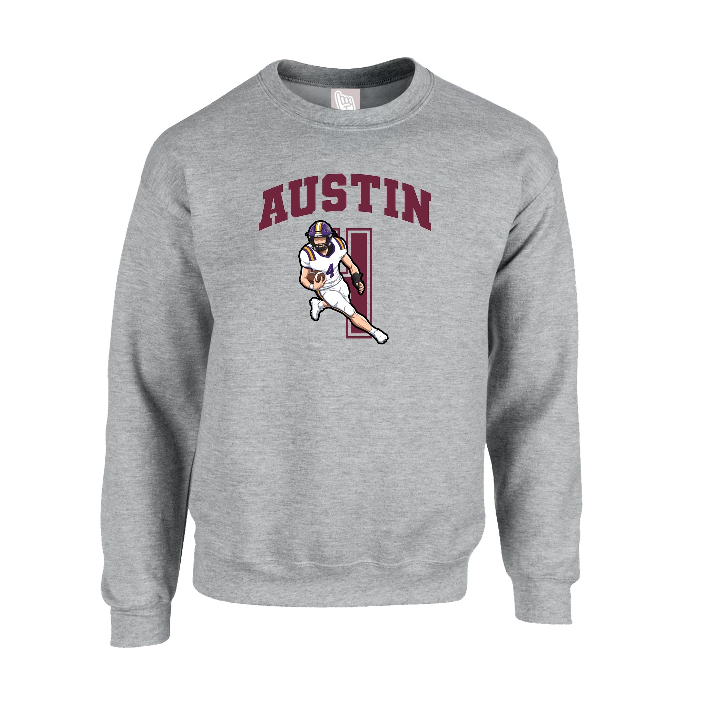 Fleece Crew — Number in Grey