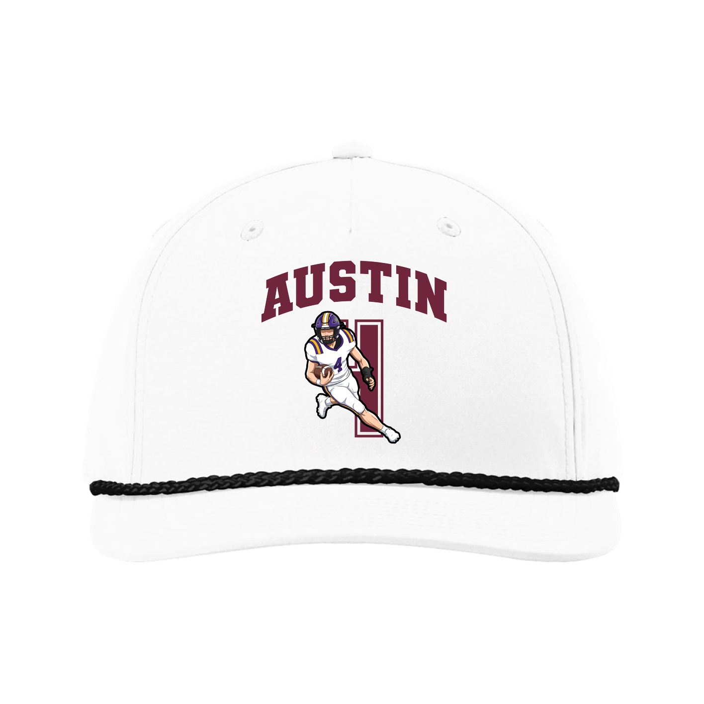 Five-Panel Classic Rope Cap — Number in White