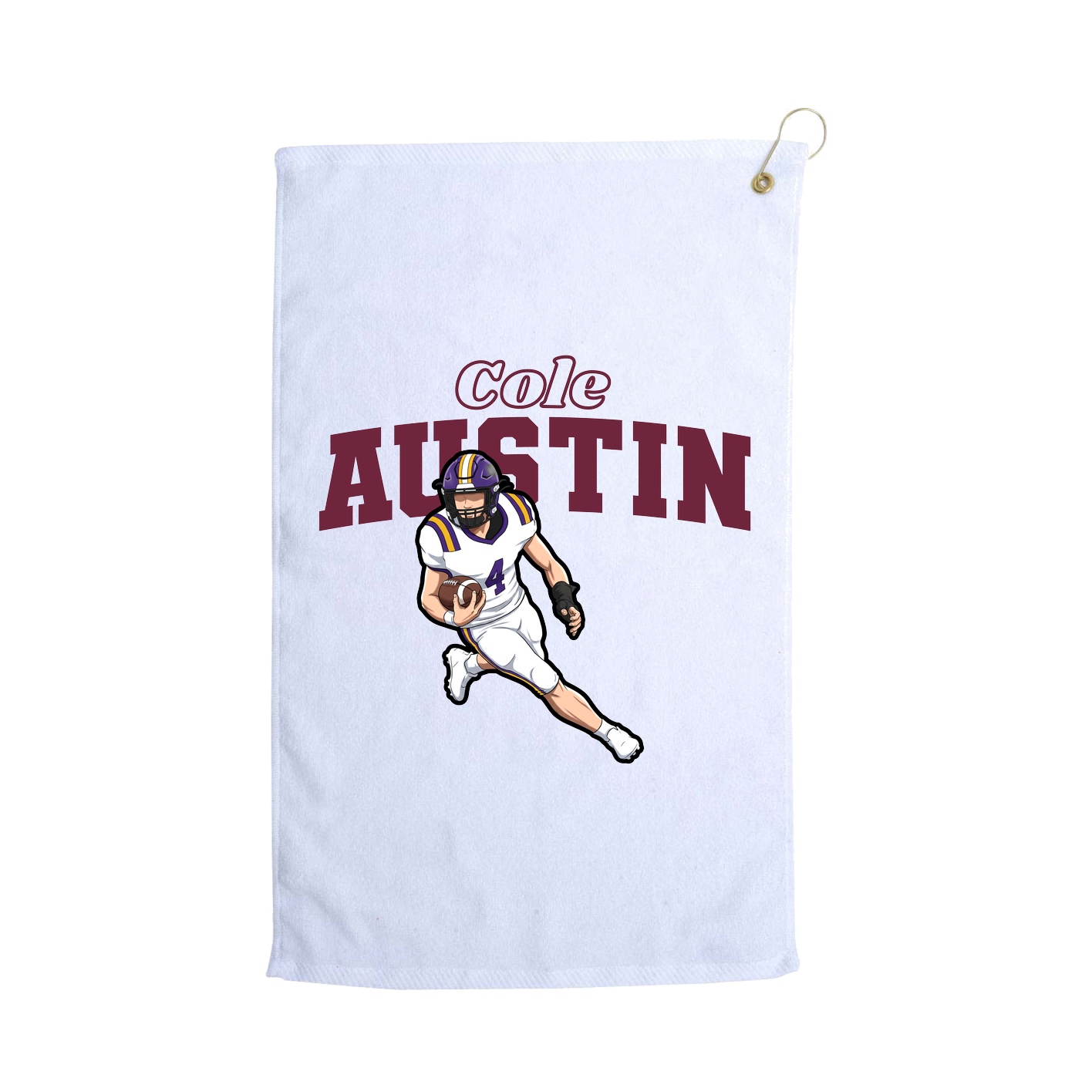 Golf Towel — Name Arch in White