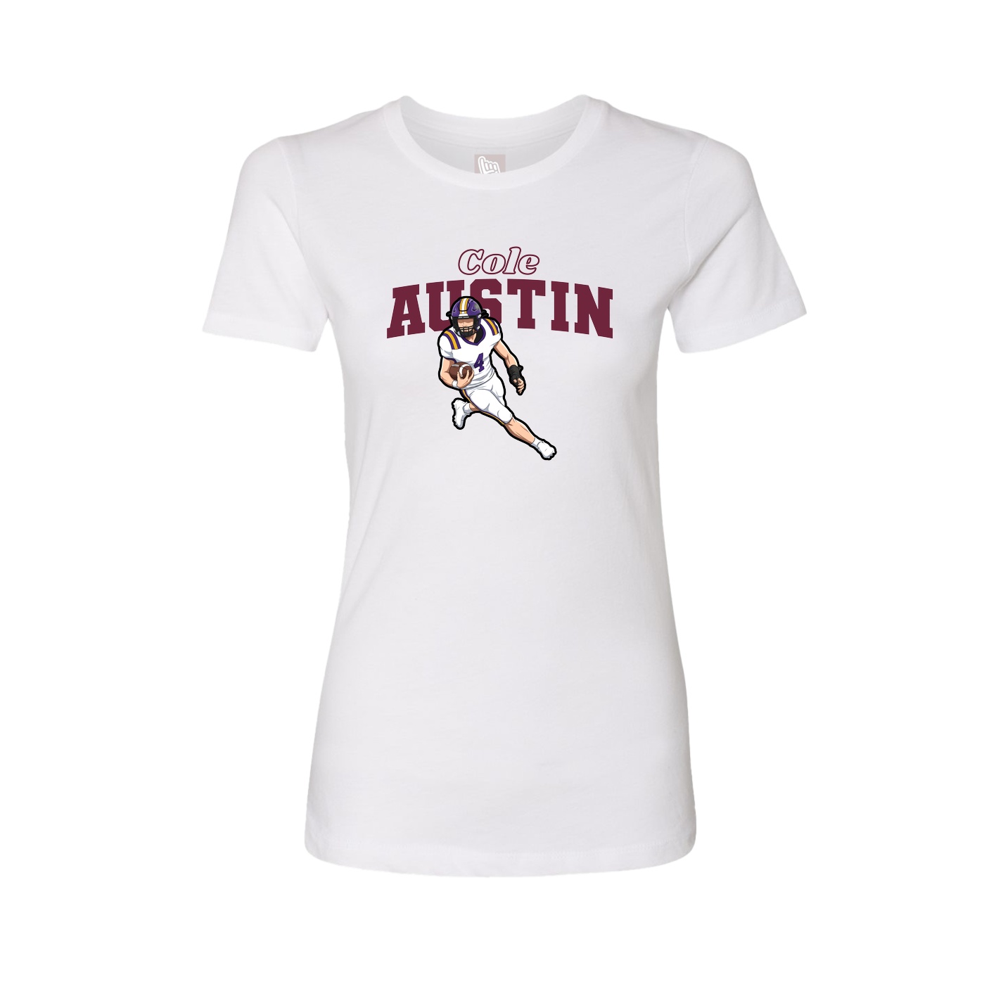 Fitted Women's Tee — Name Arch in White