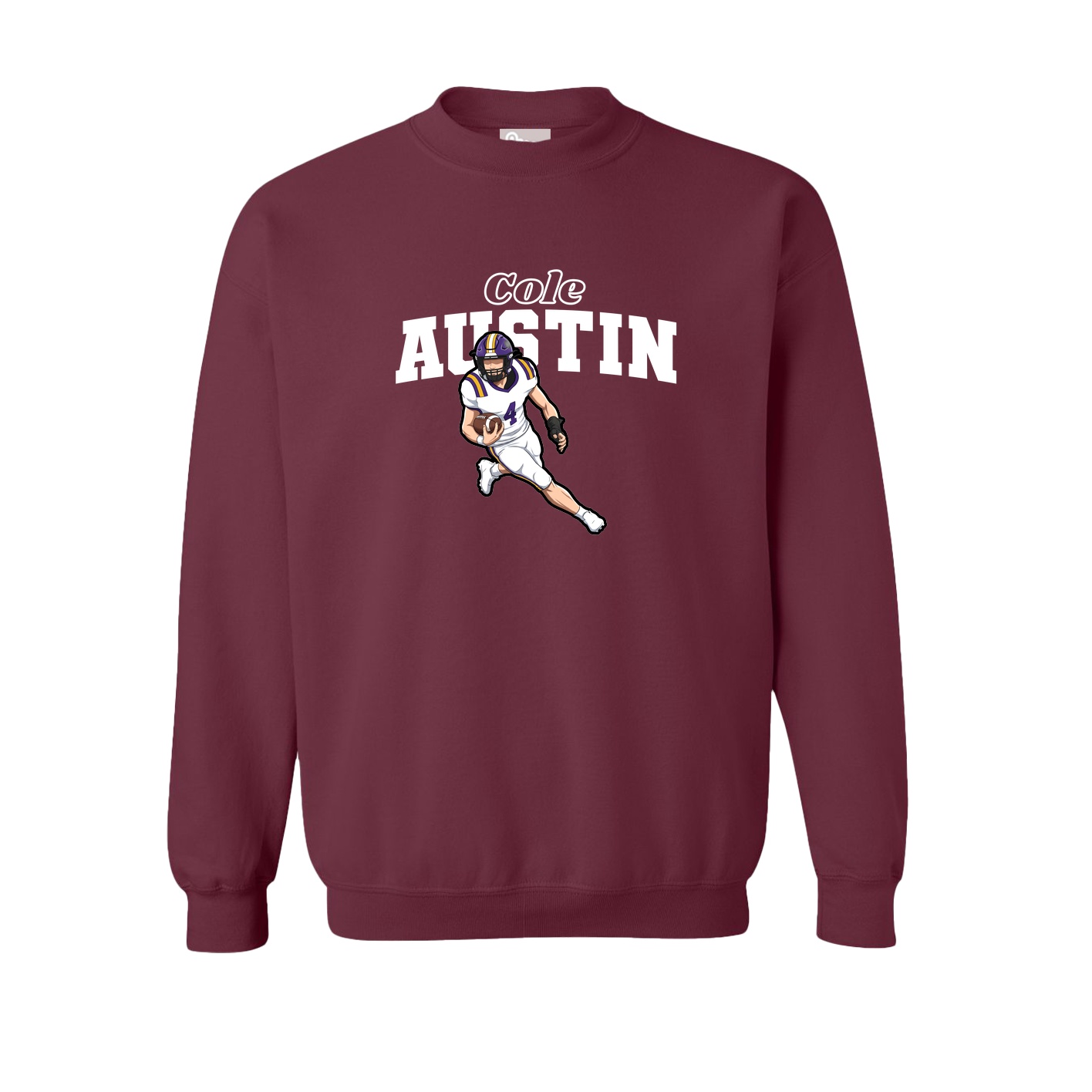 Fleece Crew — Name Arch in Maroon