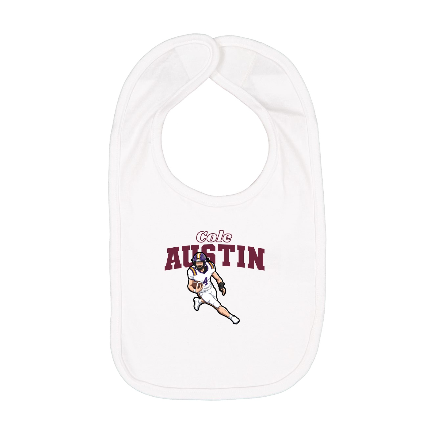 Infant Bib — Name Arch in White