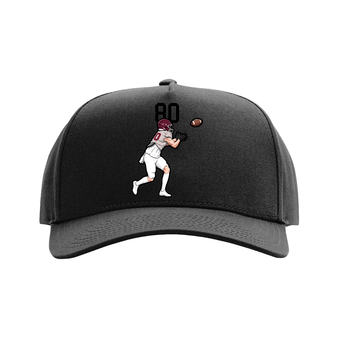 Full Fabric Five-Panel Champ Cap — Number Top in Black