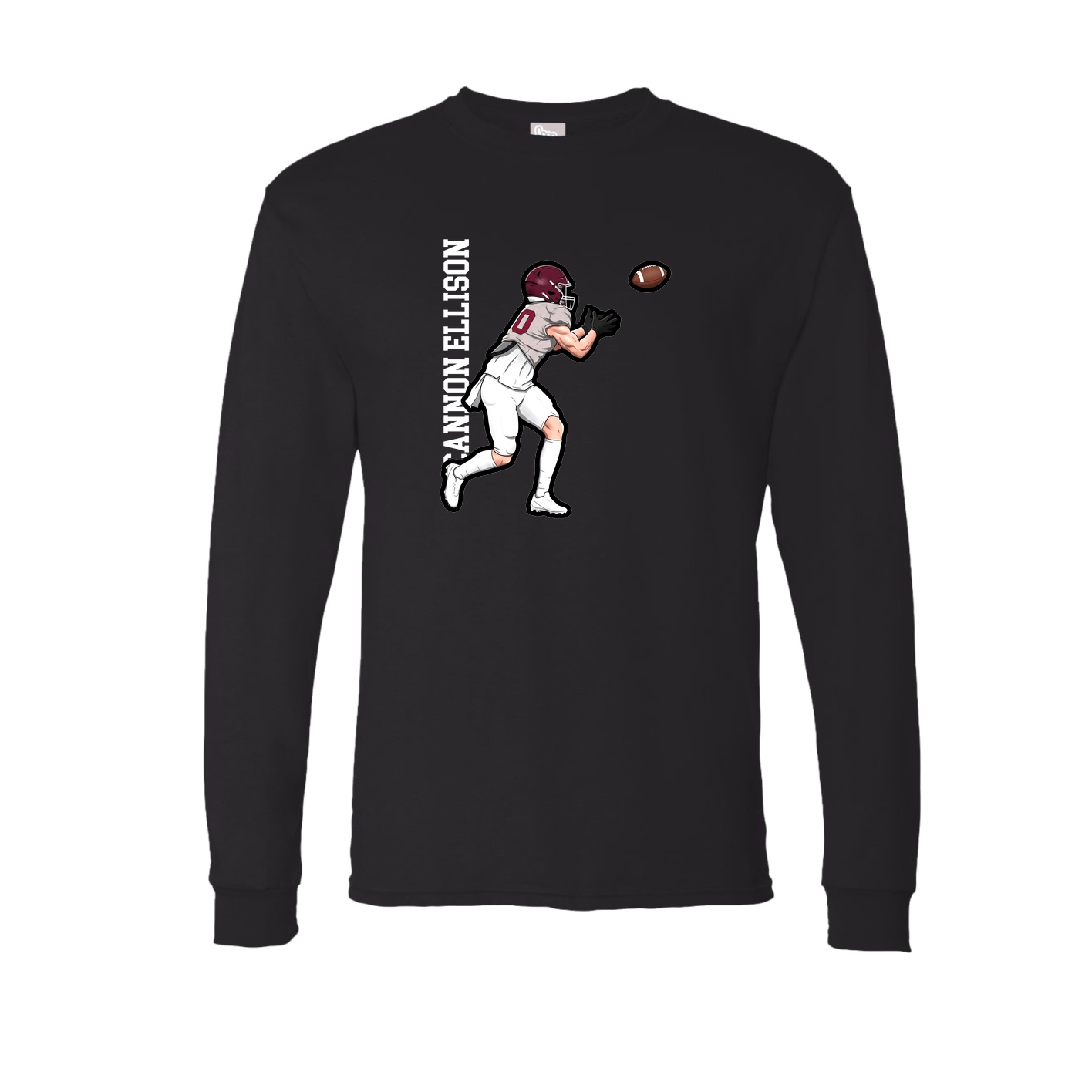 Long Sleeve Tee — Name Vertical in Black