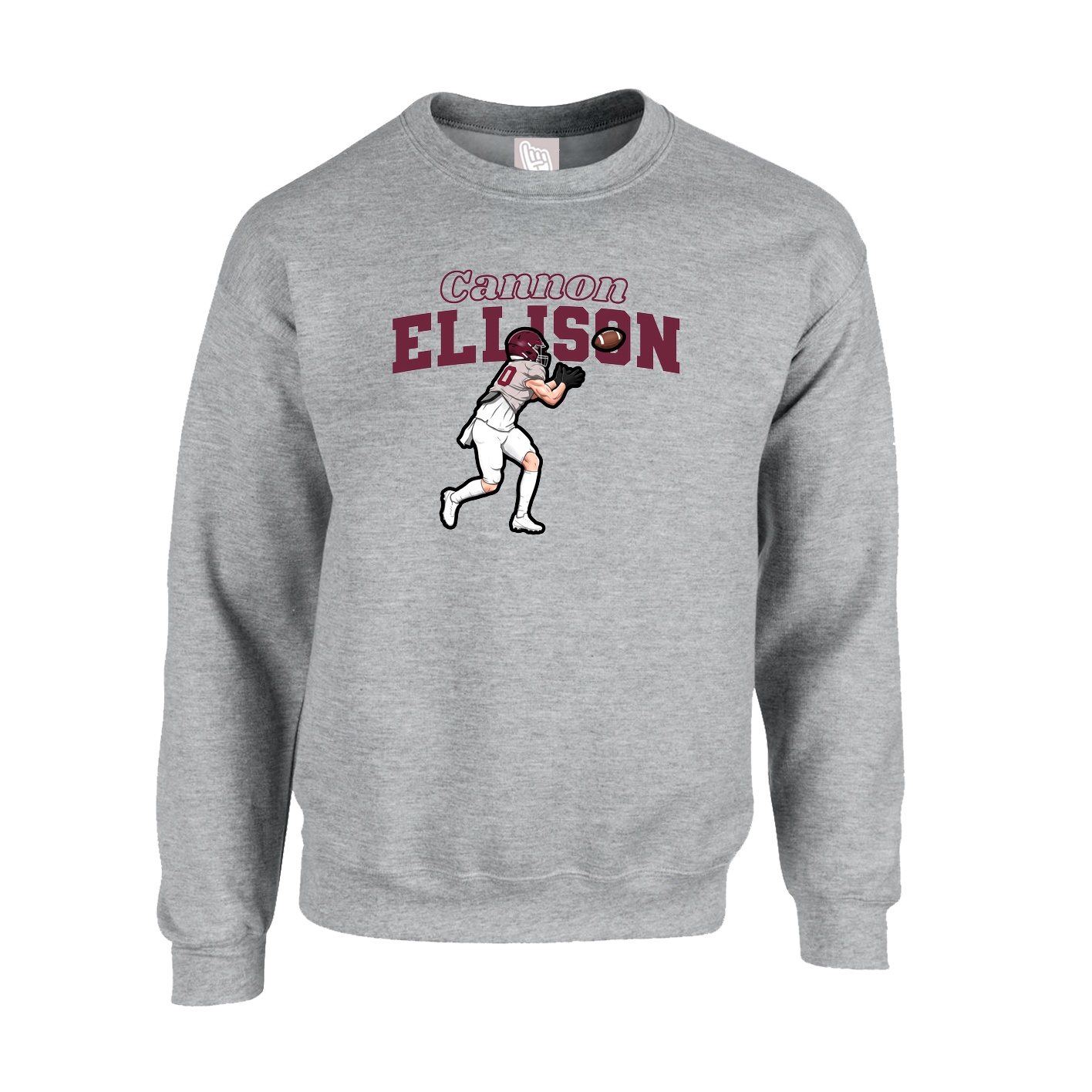 Fleece Crew — Name Arch in Grey