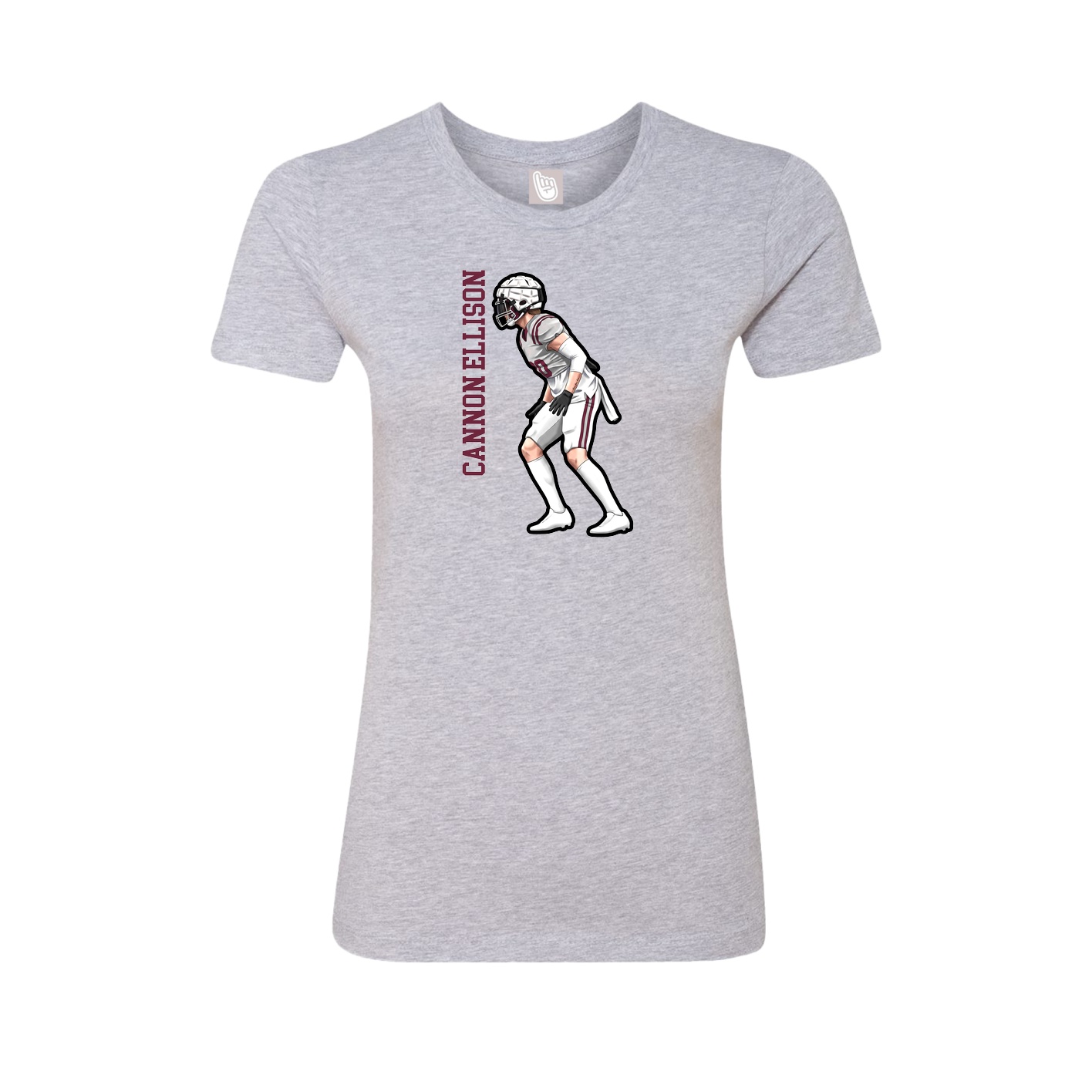 Fitted Women's Tee — Name Vertical in Grey