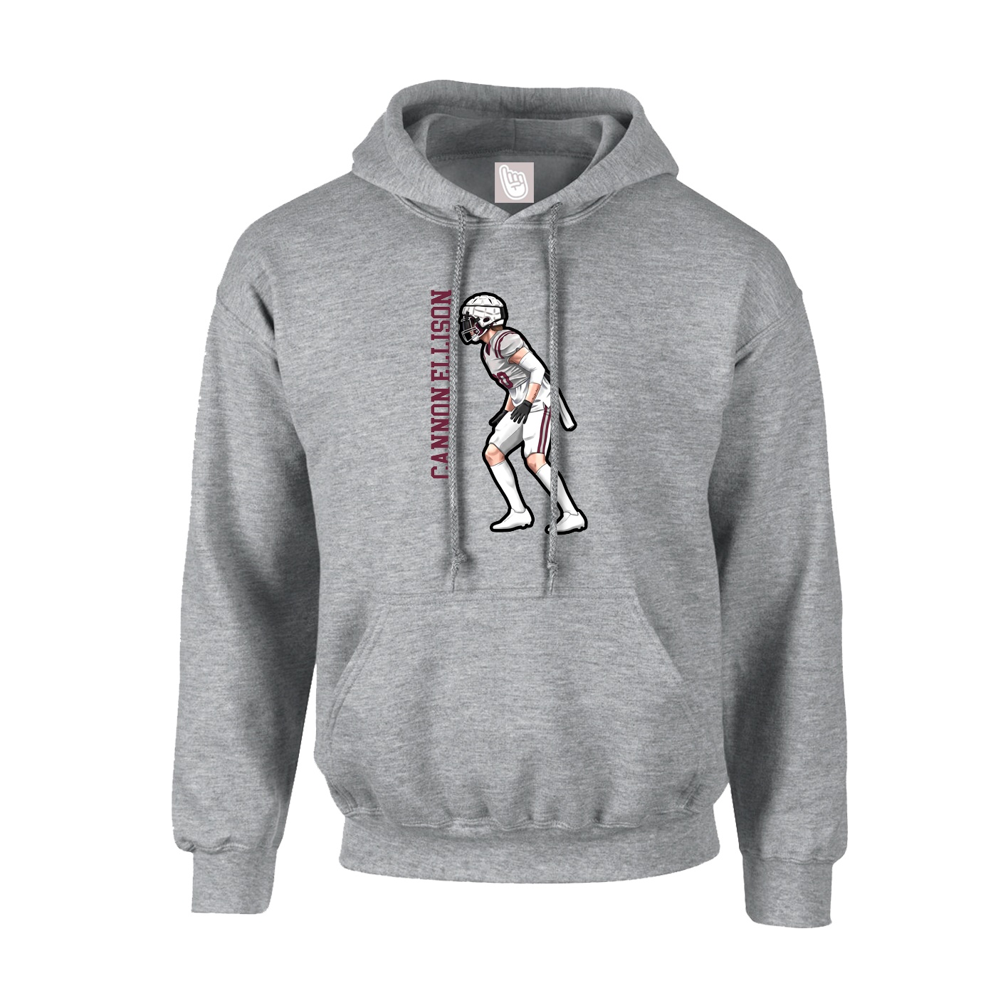 Youth Hoodie — Name Vertical in Grey