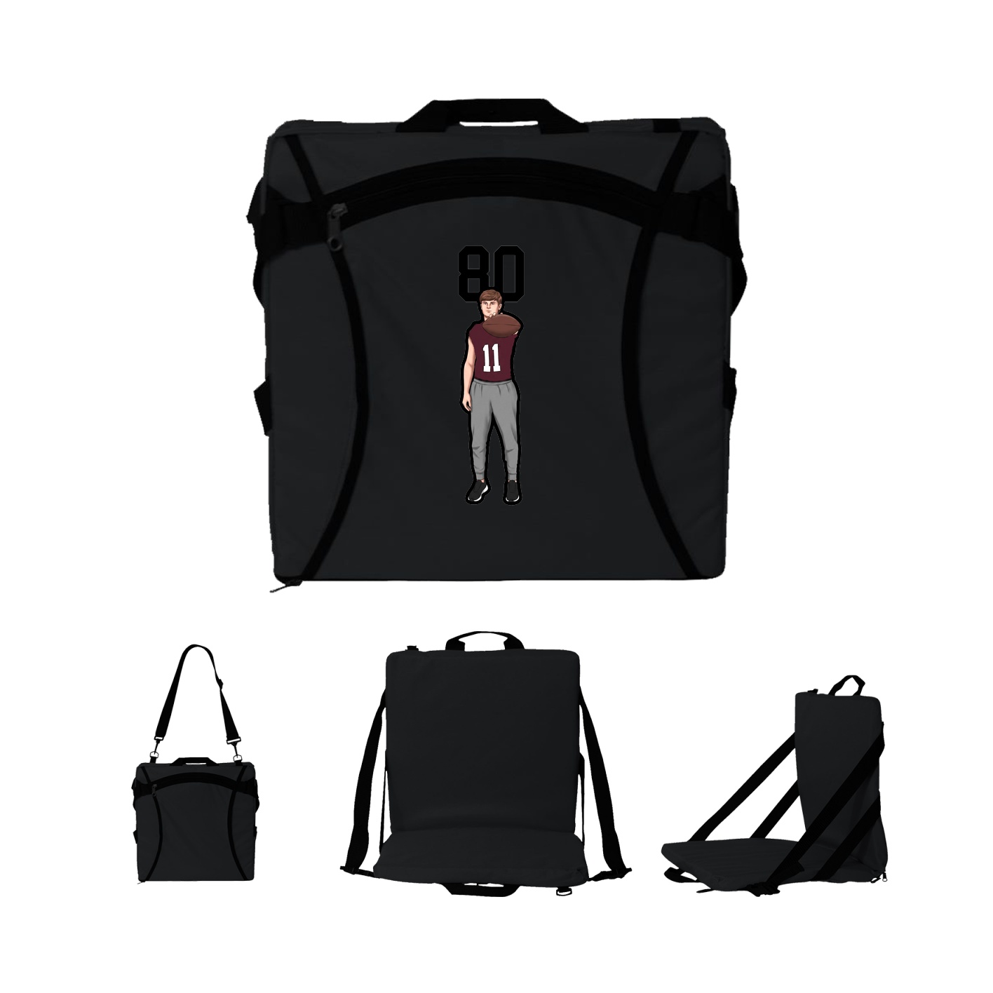 Folding Stadium Seat — Number Top in Black