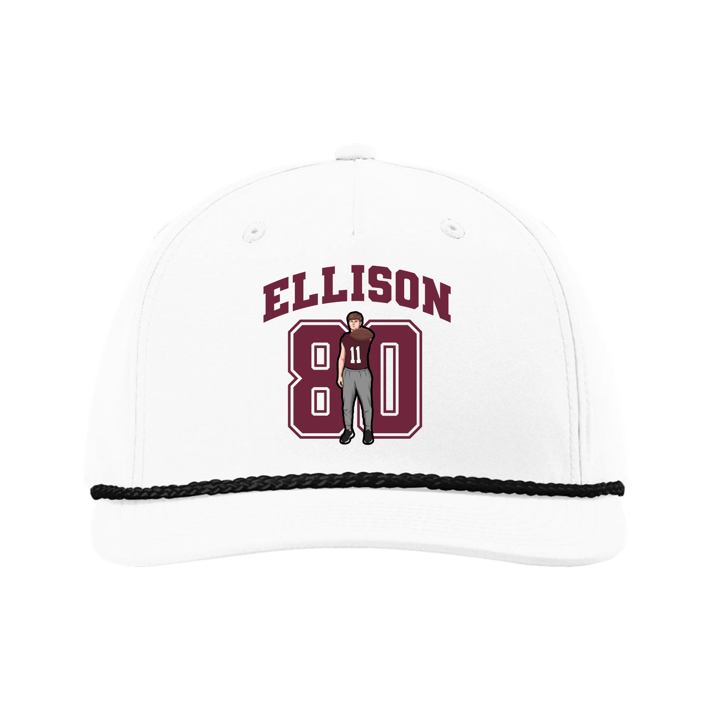 Five-Panel Classic Rope Cap — Number in White