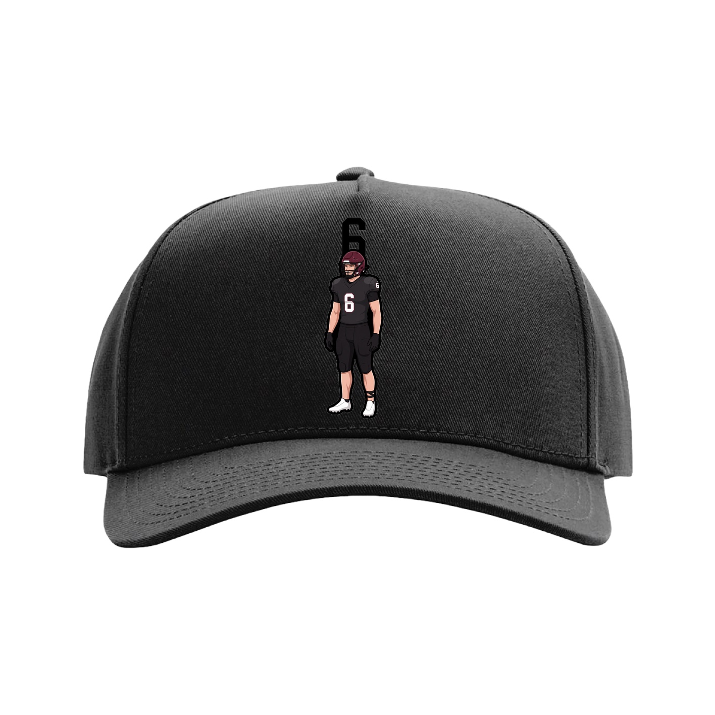 Full Fabric Five-Panel Champ Cap — Number Top in Black