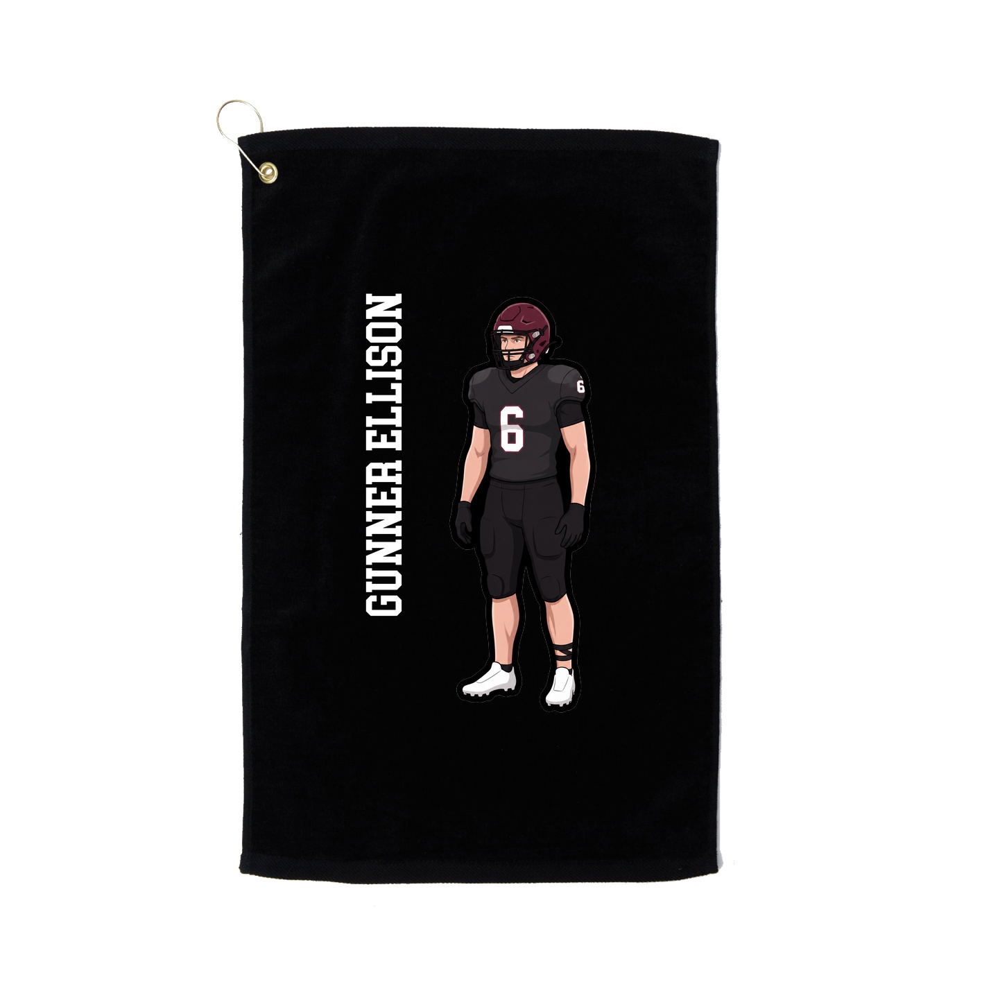 Golf Towel — Name Vertical in Black