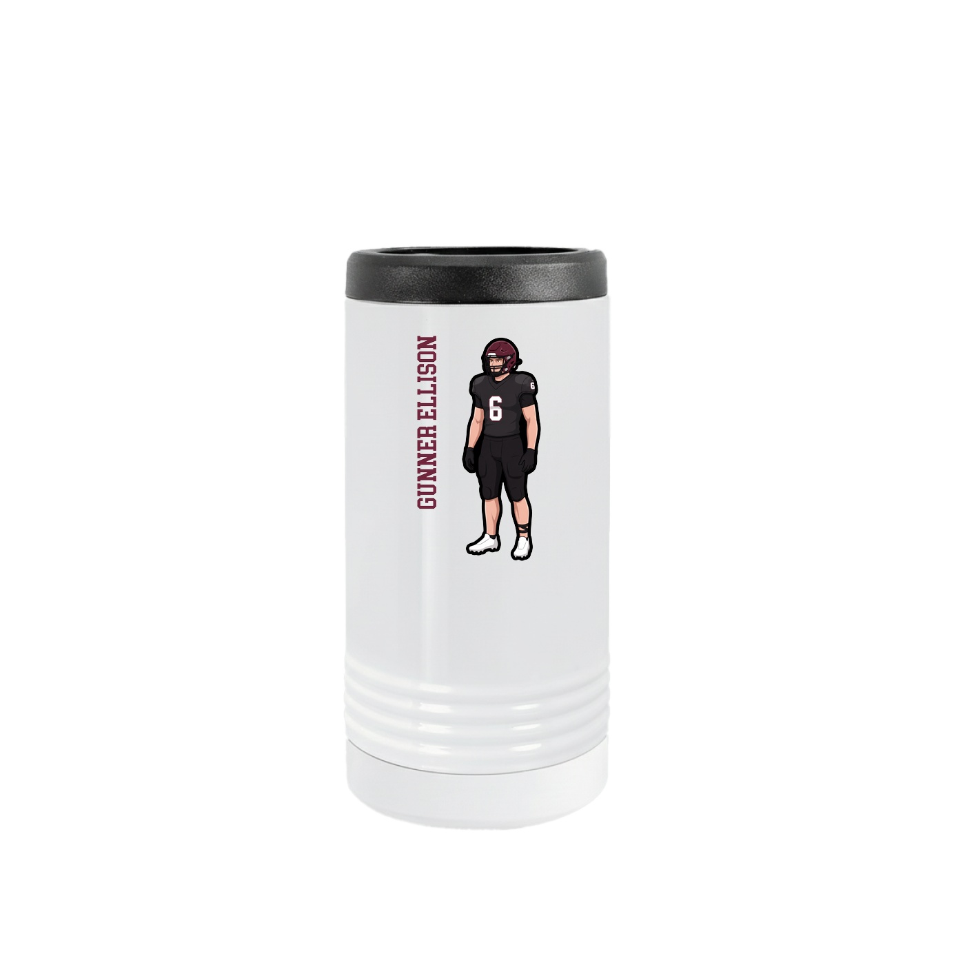 Slim Beverage Holder — Name Vertical in White