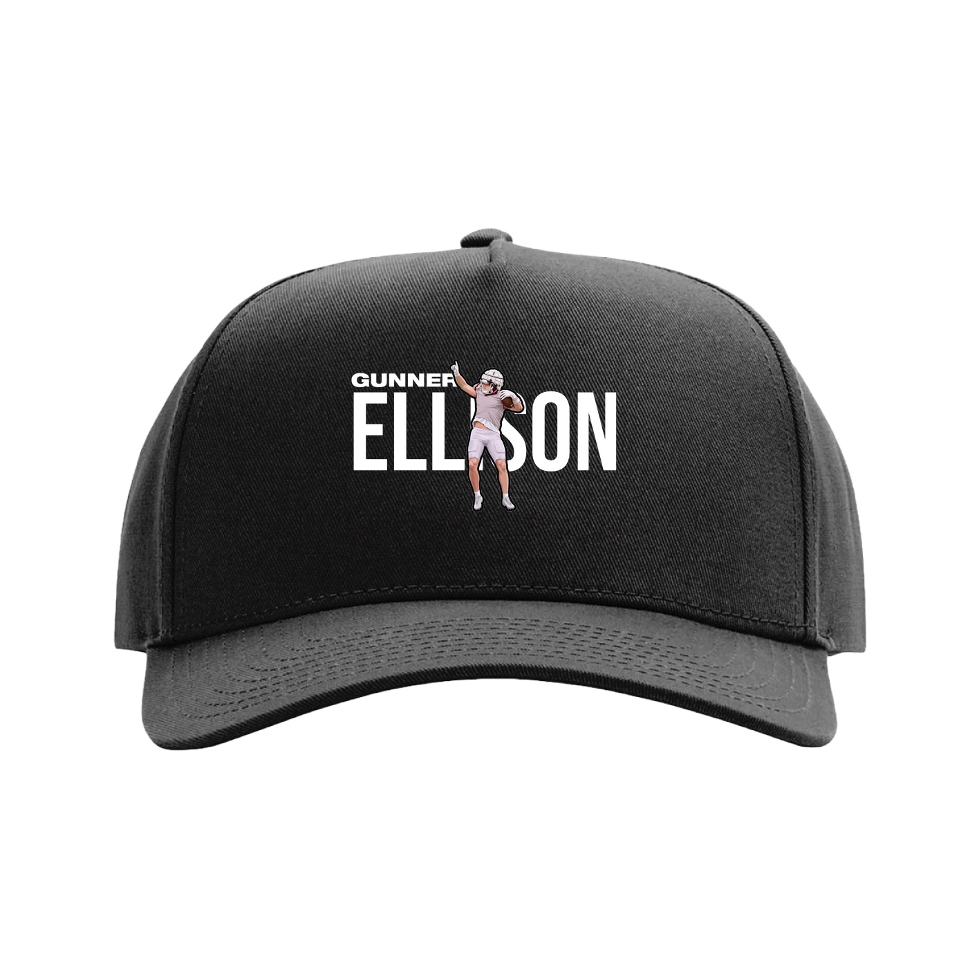 Full Fabric Five-Panel Champ Cap — Player Name in Black
