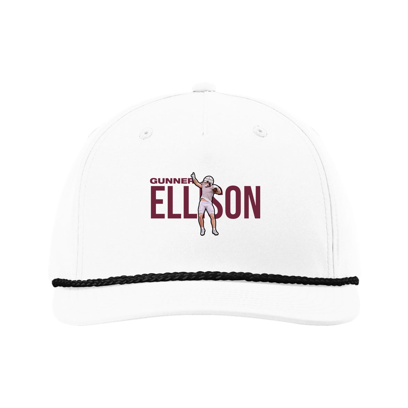 Five-Panel Classic Rope Cap — Player Name in White