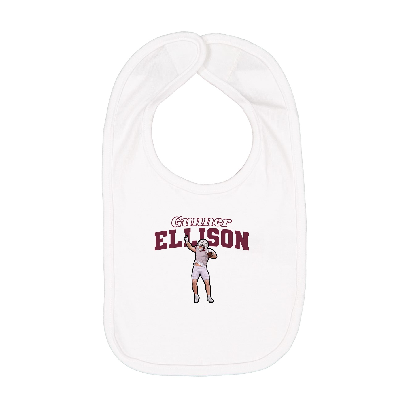 Infant Bib — Name Arch in White