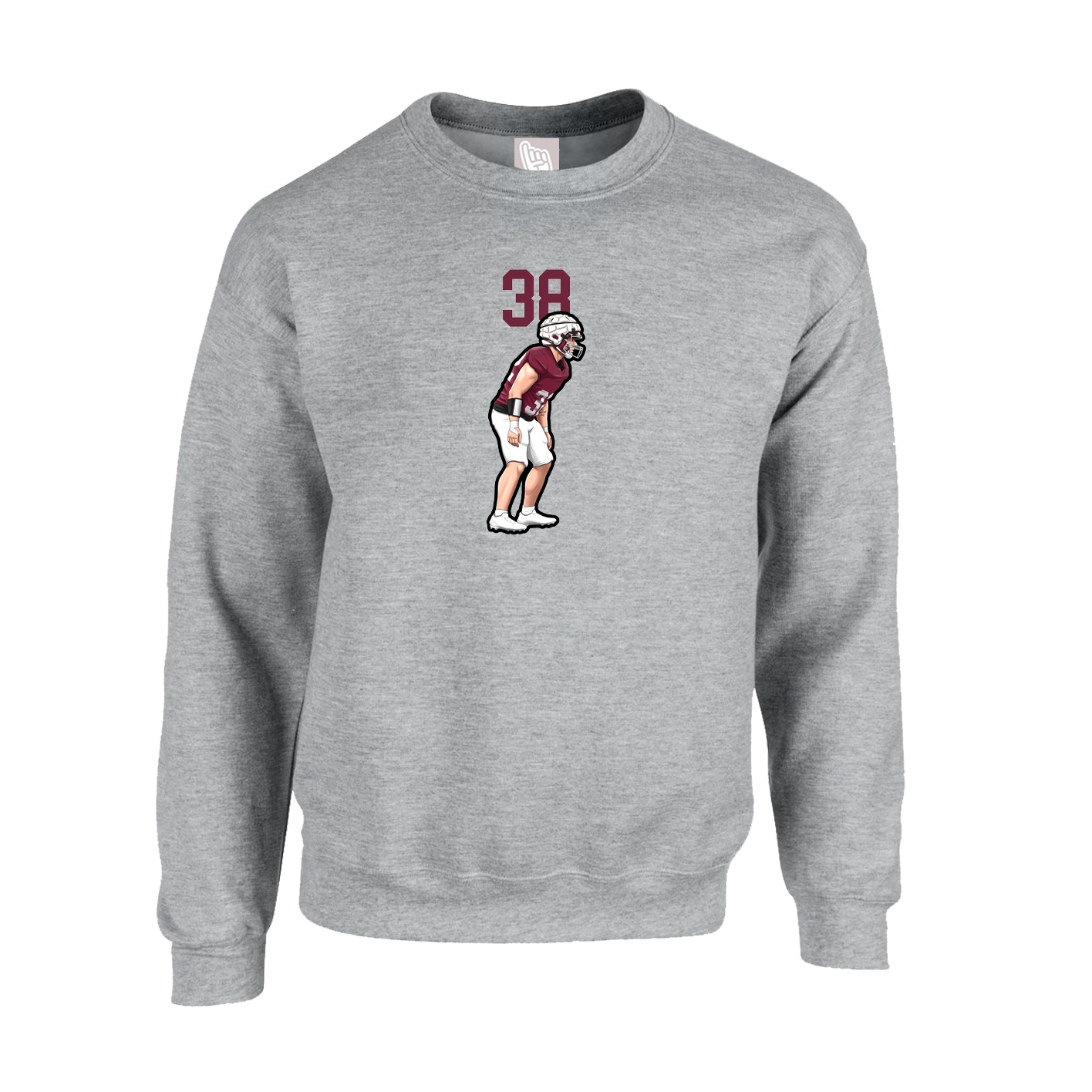 Fleece Crew — Number Top in Grey
