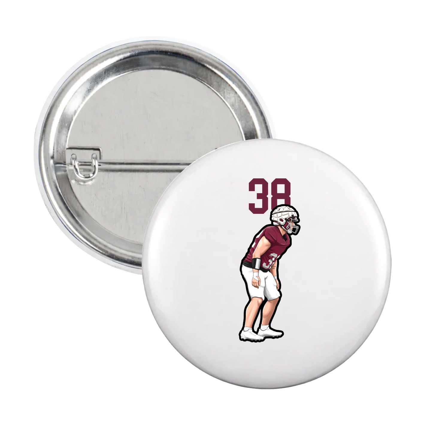 Game Day Button — Number Top in White
