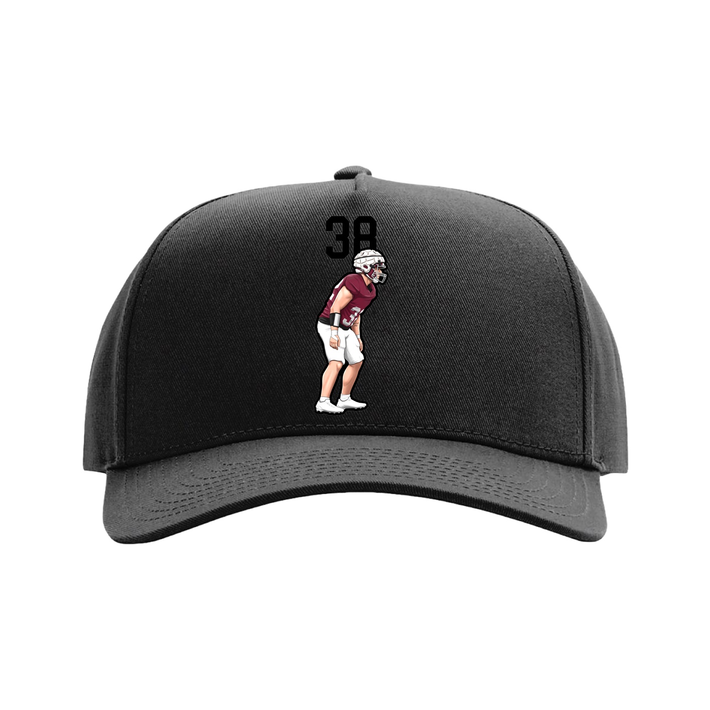 Full Fabric Five-Panel Champ Cap — Number Top in Black