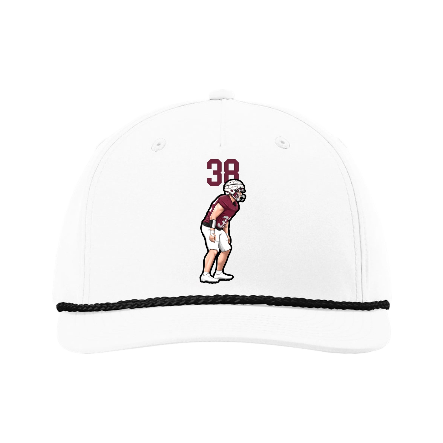Five-Panel Classic Rope Cap — Number Top in White