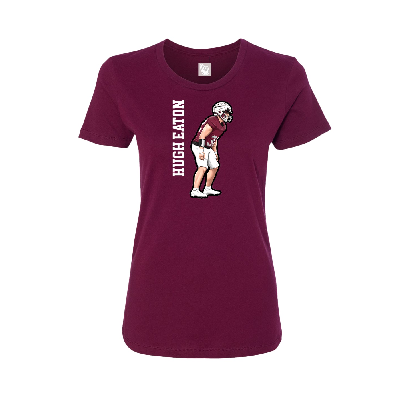 Fitted Women's Tee — Name Vertical in Maroon