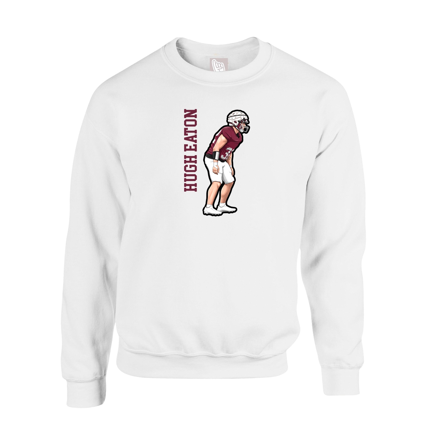 Fleece Crew — Name Vertical in White