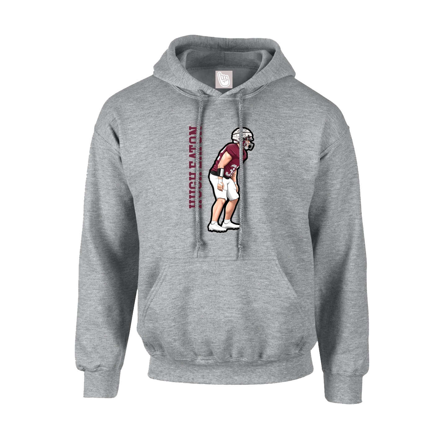 Youth Hoodie — Name Vertical in Grey