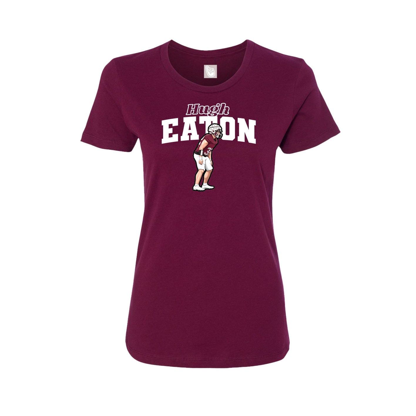 Fitted Women's Tee — Name Arch in Maroon