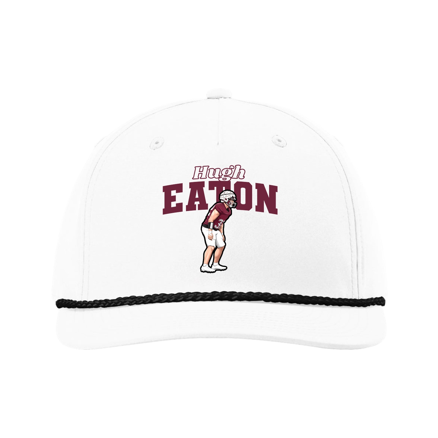 Five-Panel Classic Rope Cap — Name Arch in White