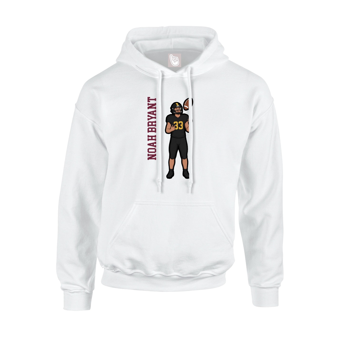 Youth Hoodie — Name Vertical in White