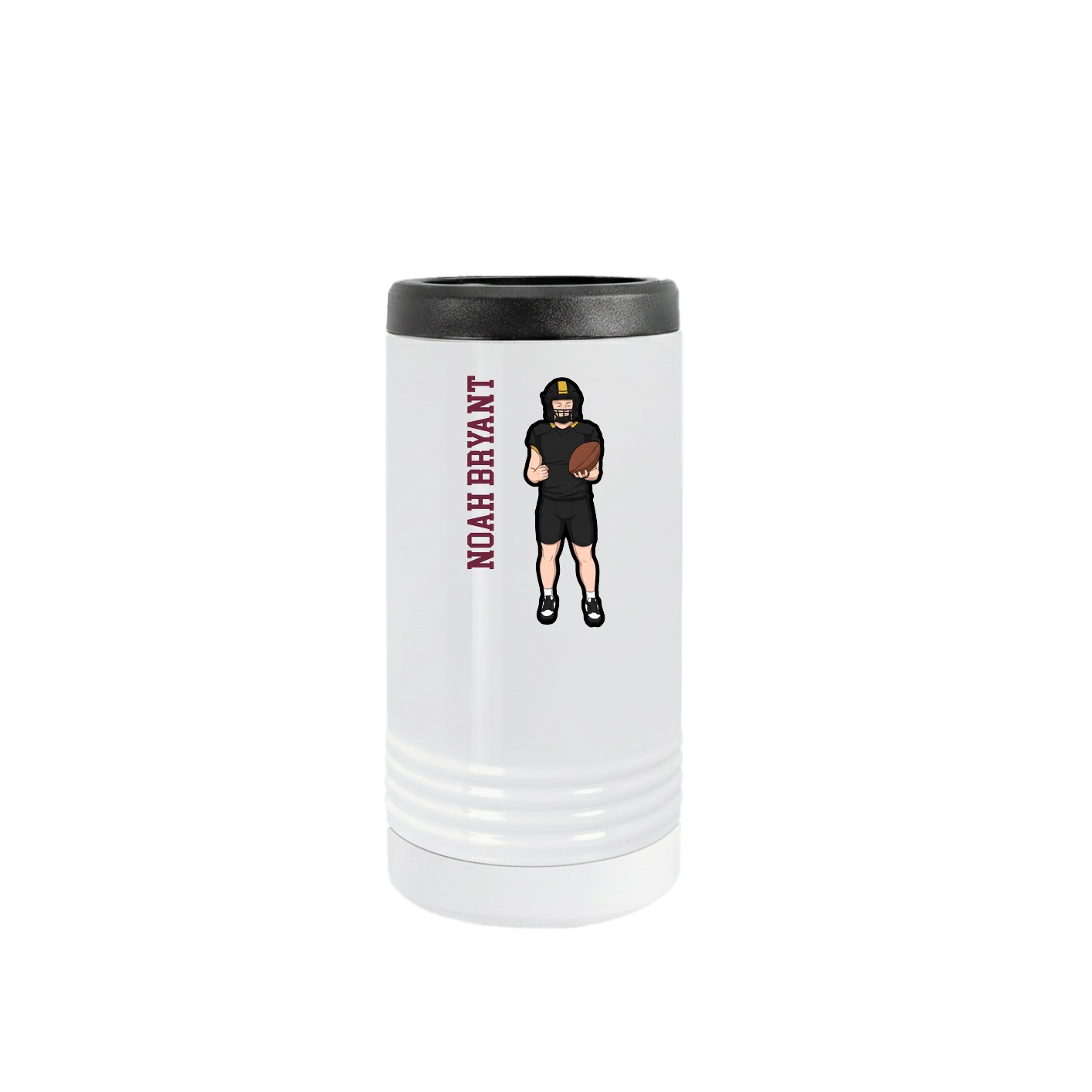 Slim Beverage Holder — Name Vertical in White