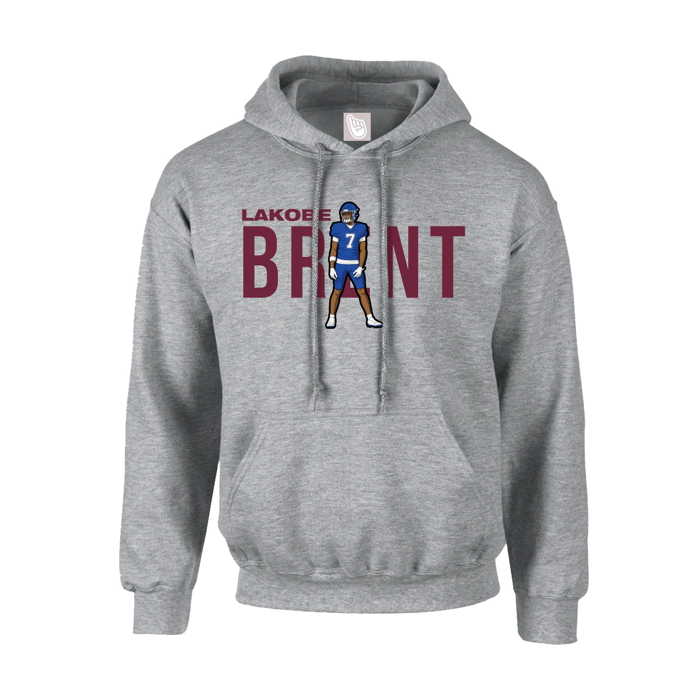 Youth Hoodie — Player Name in Grey