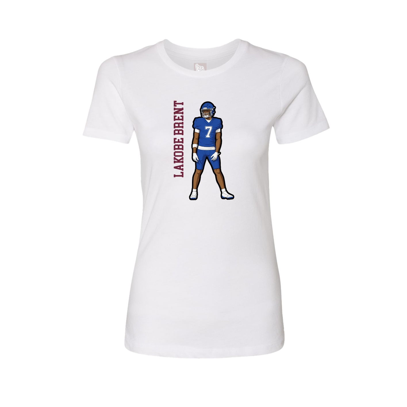 Fitted Women's Tee — Name Vertical in White