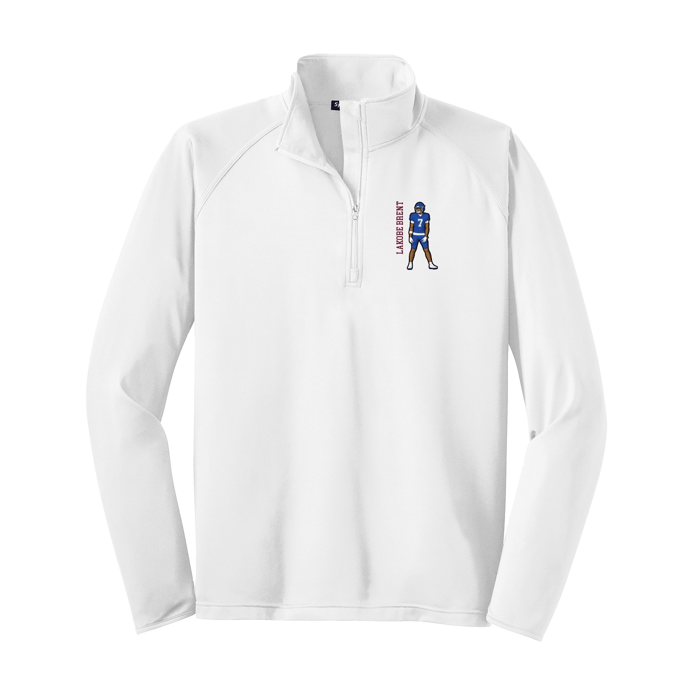 Q-Zip Pullover — Name Vertical in White