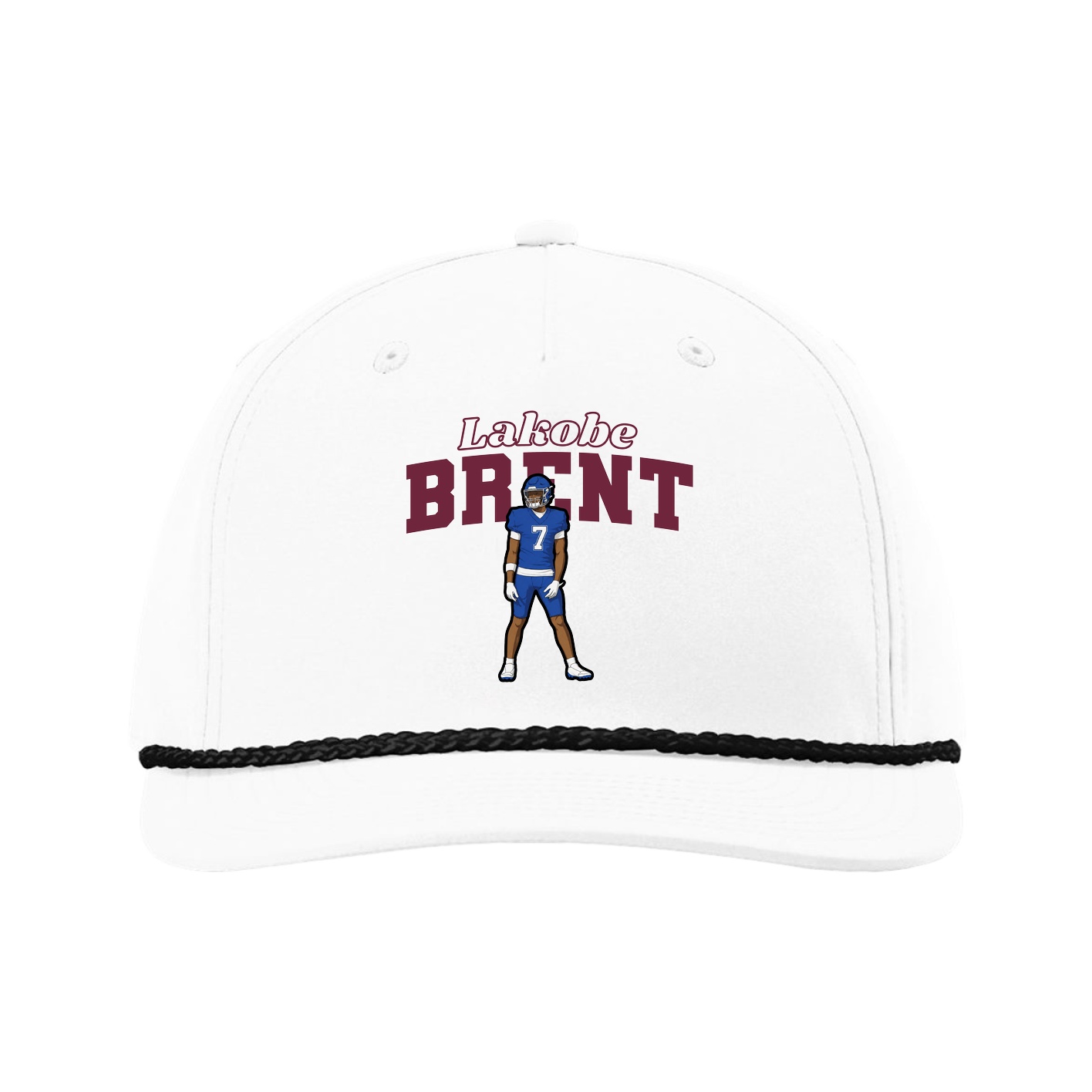 Five-Panel Classic Rope Cap — Name Arch in White