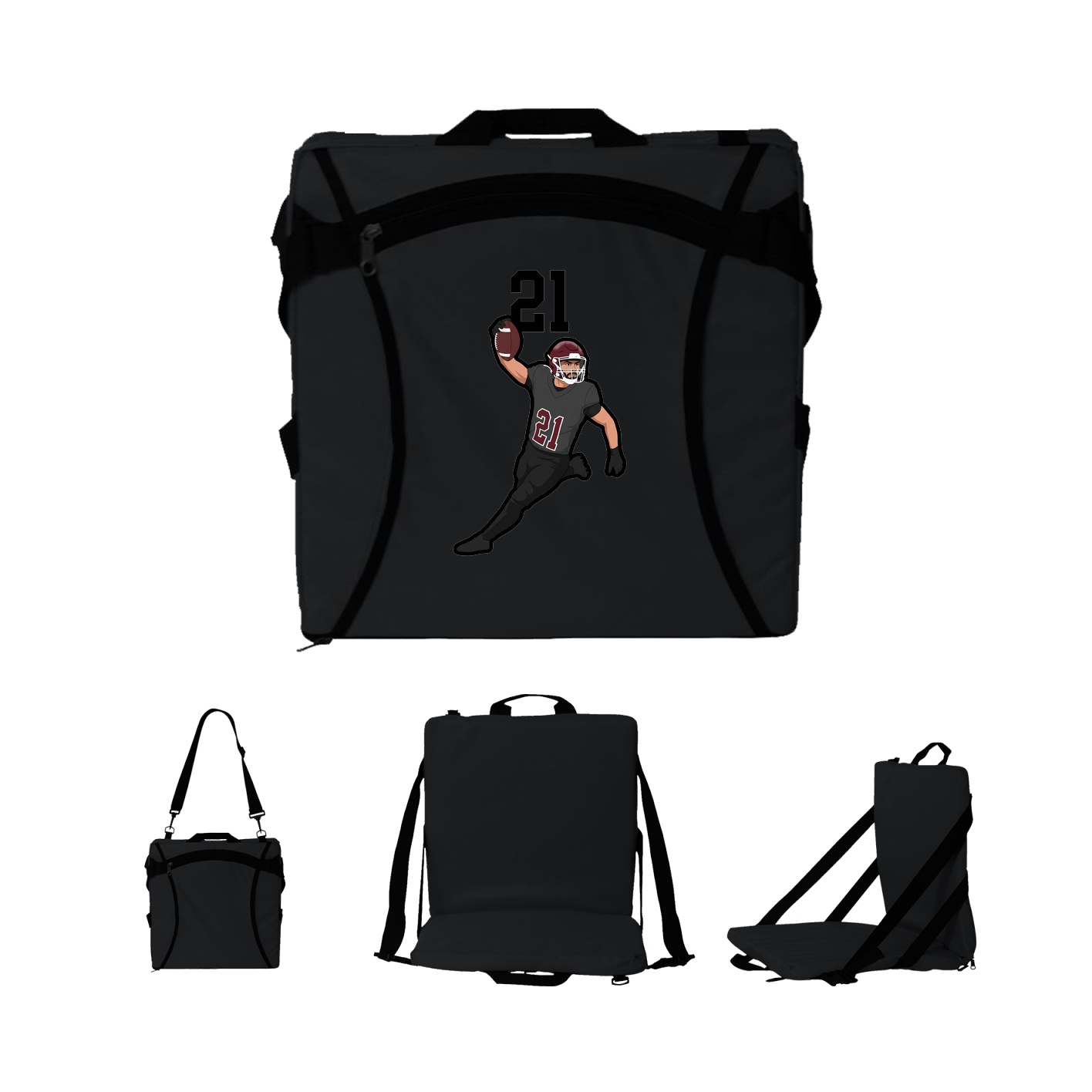 Folding Stadium Seat — Number Top in Black