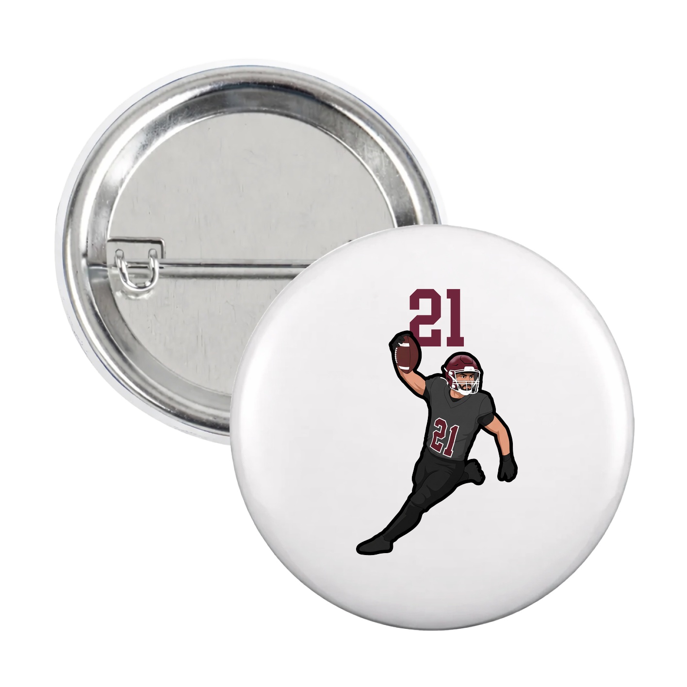Game Day Button — Number Top in White