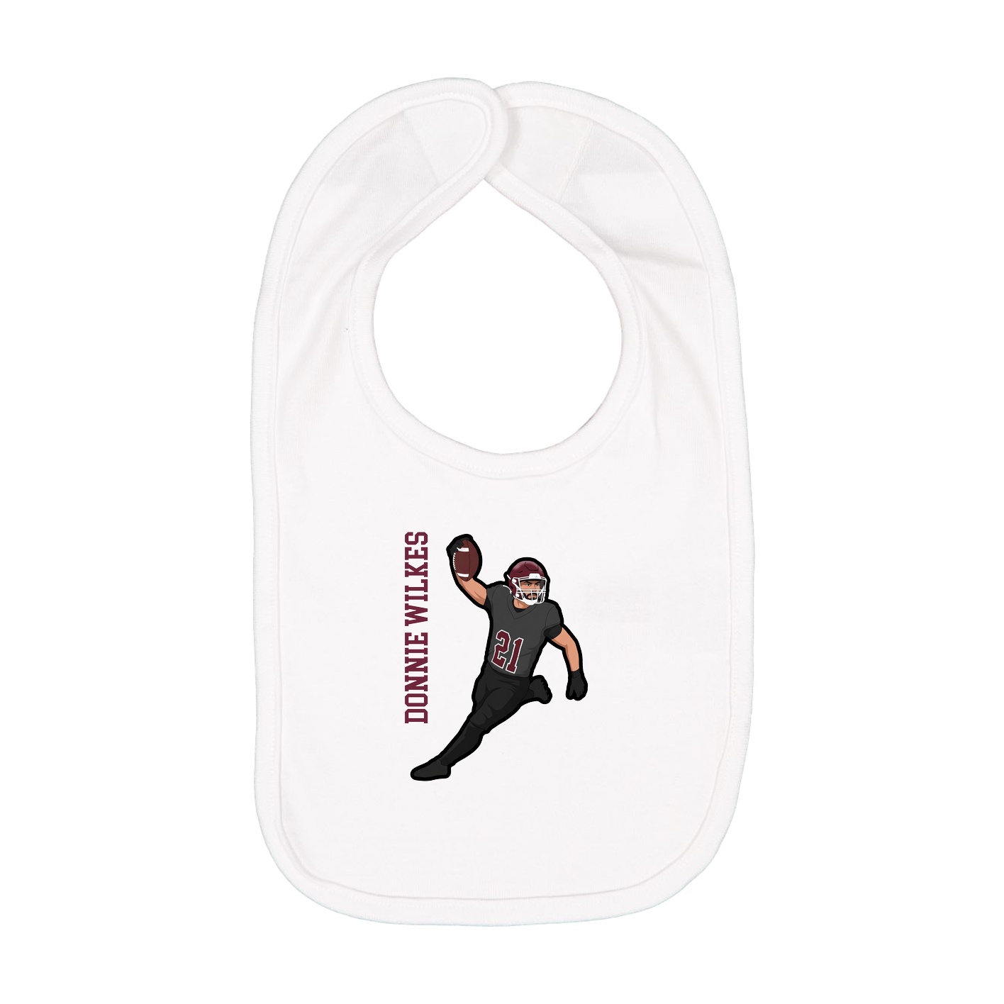 Infant Bib — Name Vertical in White