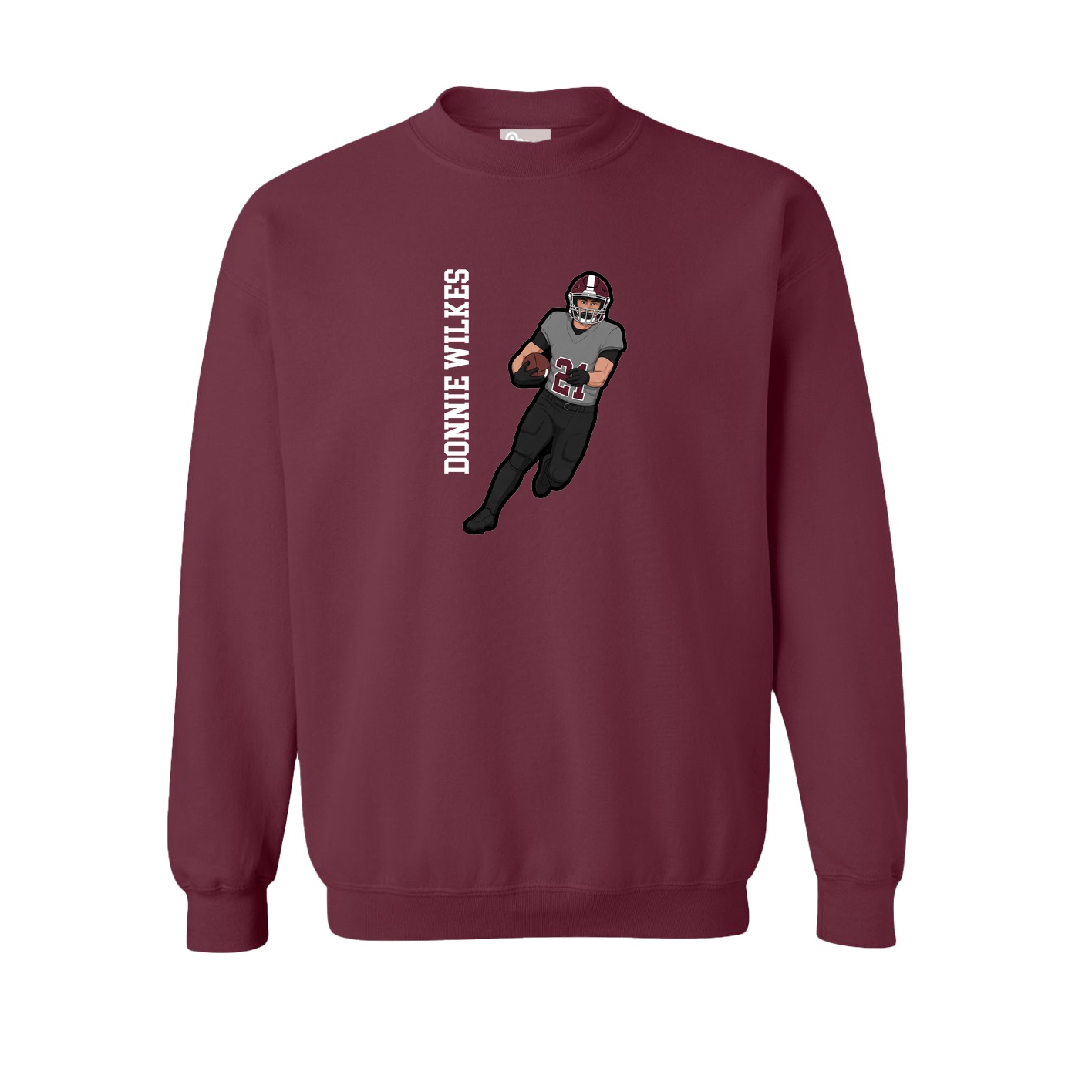 Fleece Crew — Name Vertical in Maroon