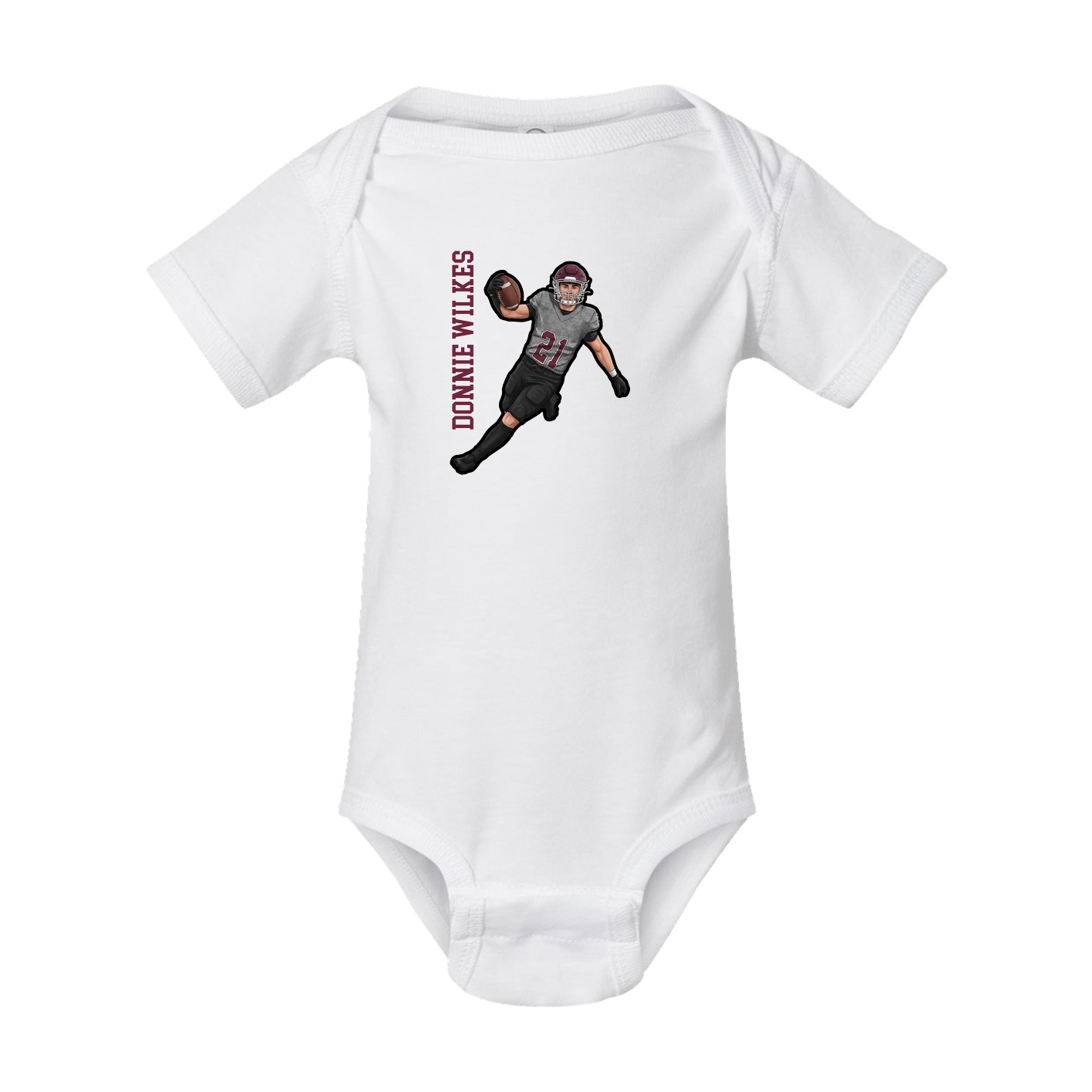 Baby Onesie — Name Vertical in White