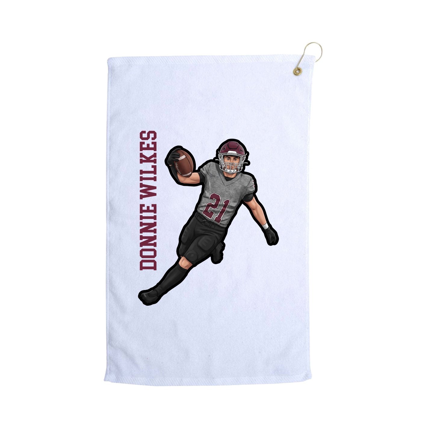 Golf Towel — Name Vertical in White