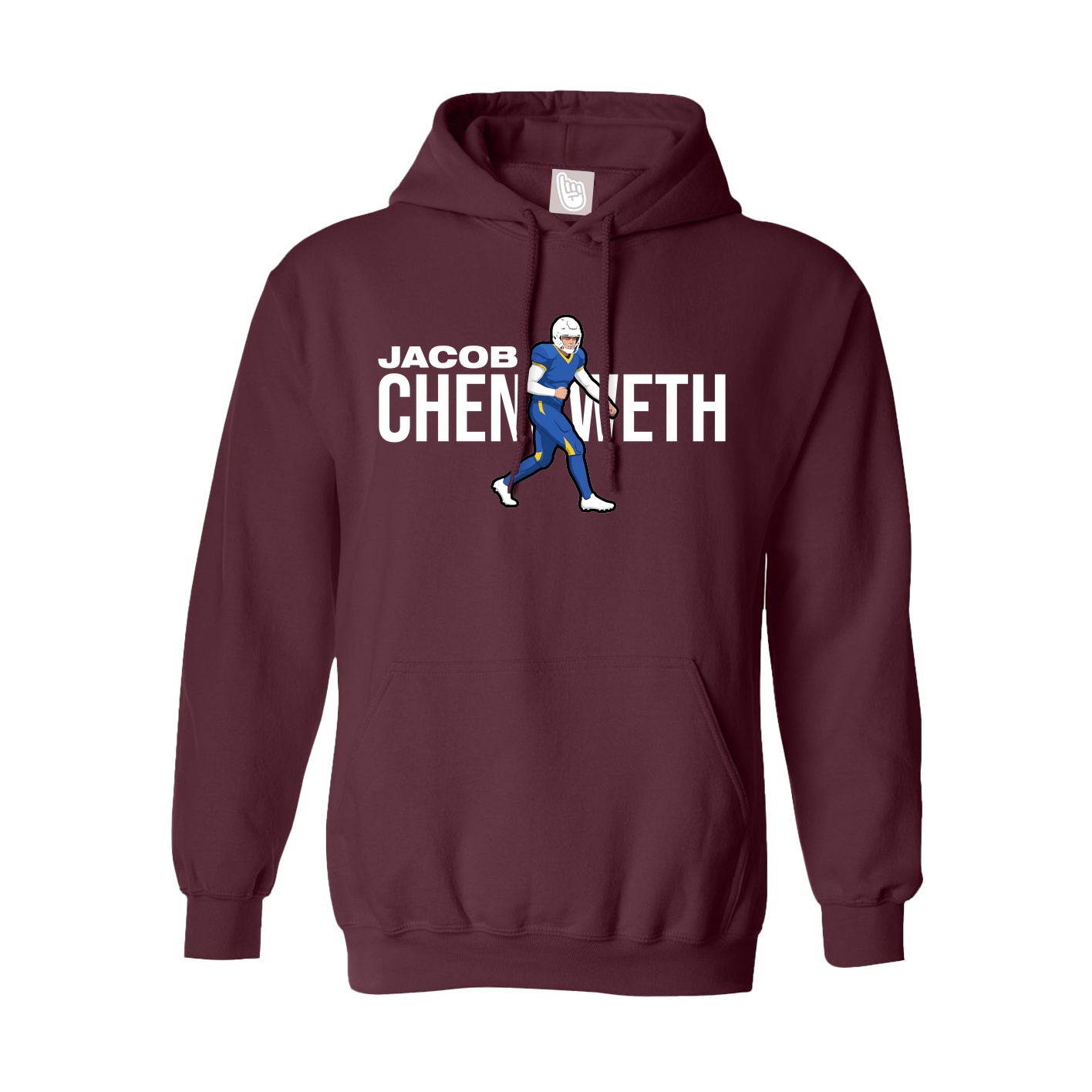 Youth Hoodie — Player Name in Maroon